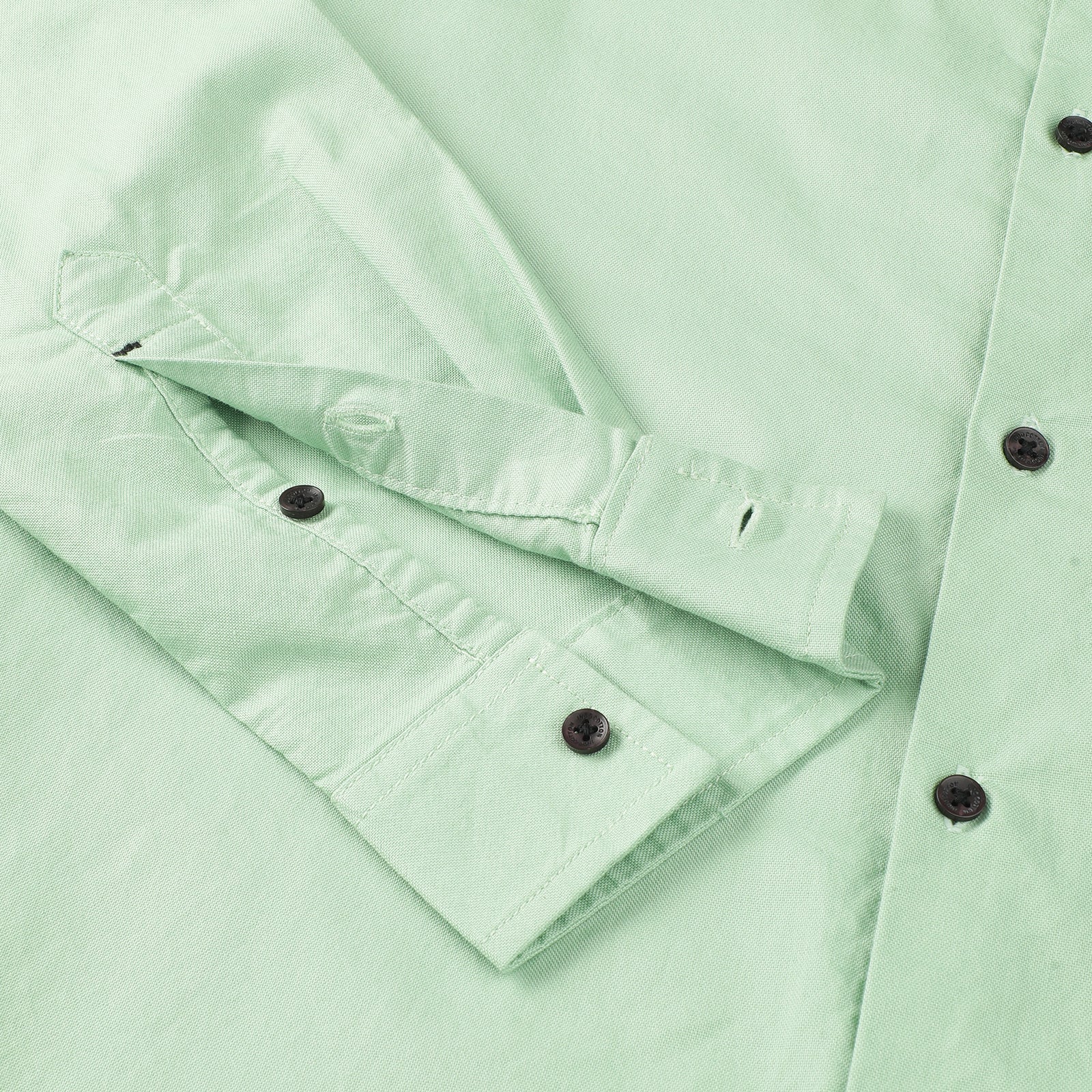 Green Solid Oxford Fabric Mandarin Collar Full Sleeve Casual Shirt
