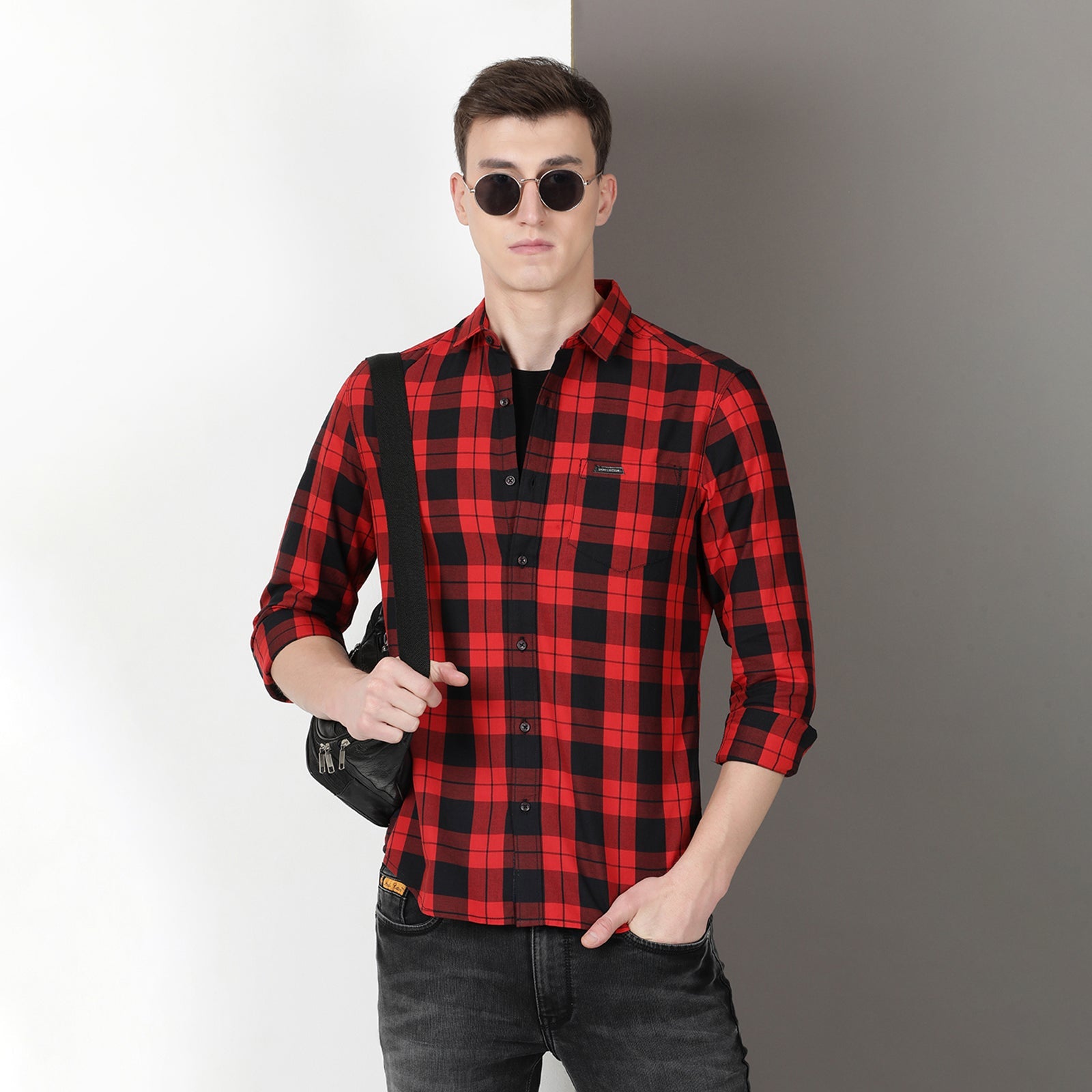 Black & Red Full Sleeve Checks Shirt