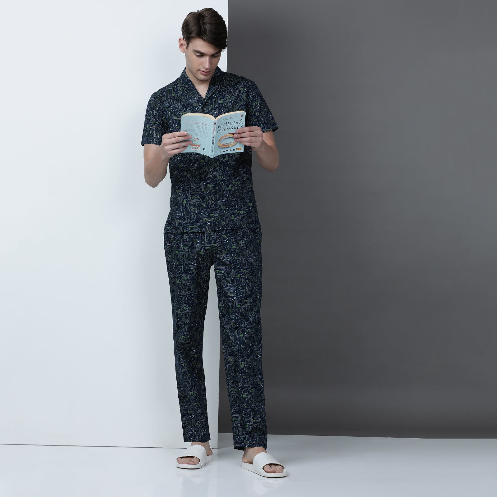 Navy Printed Lounge Wear Set