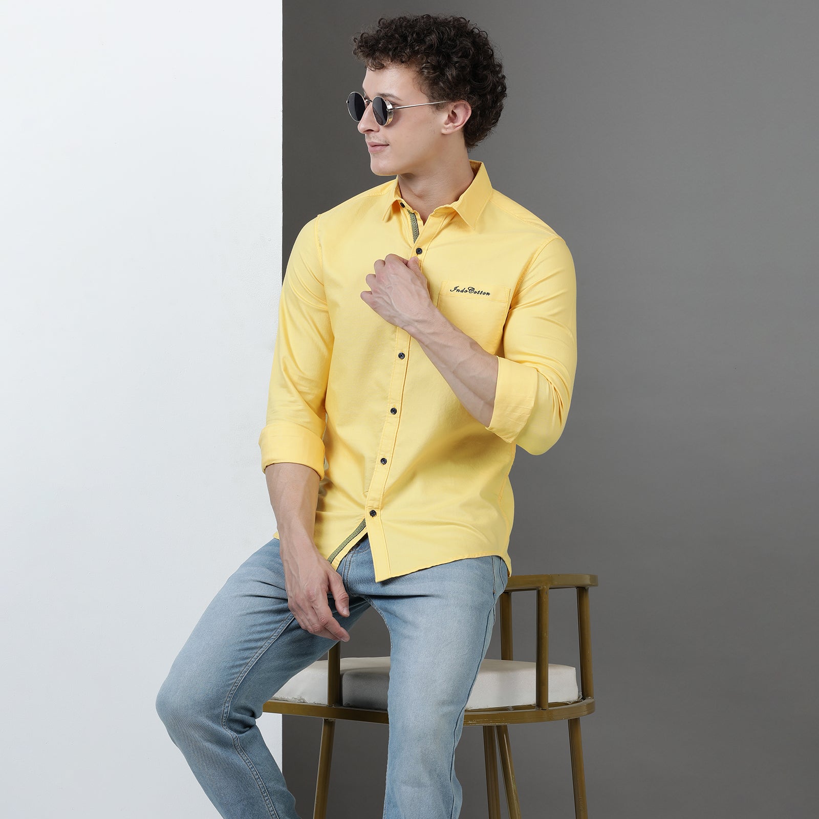 Yellow Solid Full Sleeve Shirt