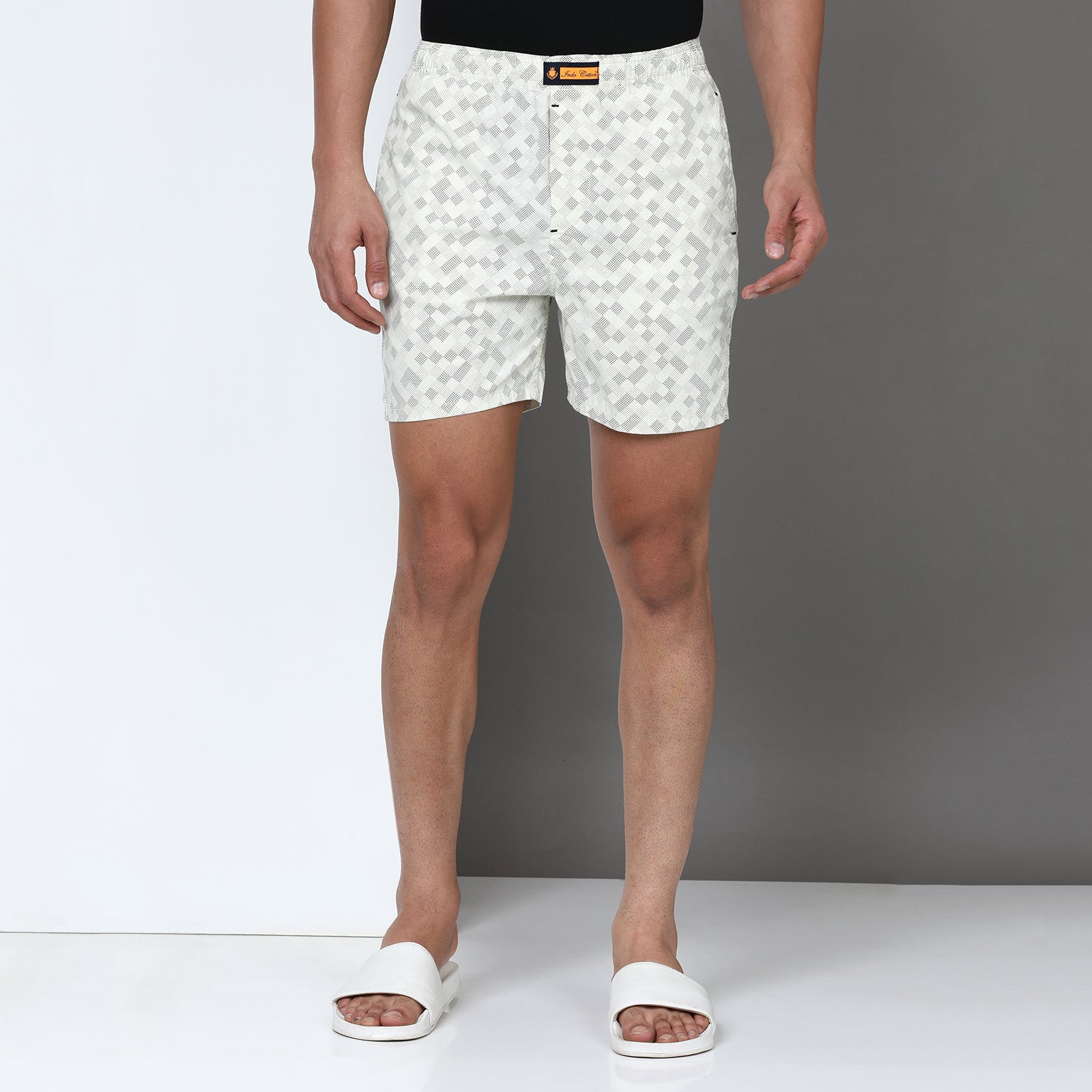 Cream Printed Short Thigh Short