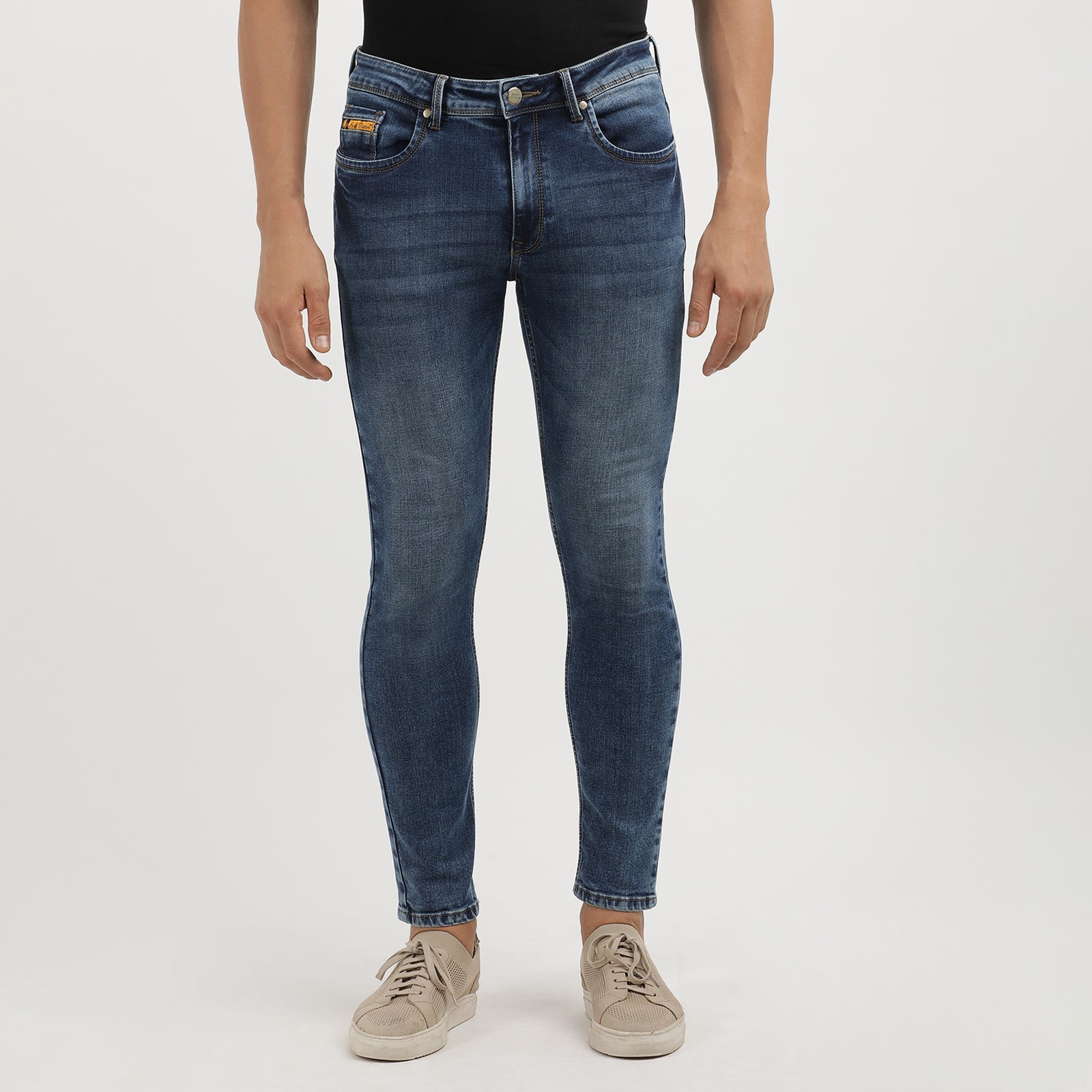 Men's Distressed Light Shade Slim Fit Denim Jeans