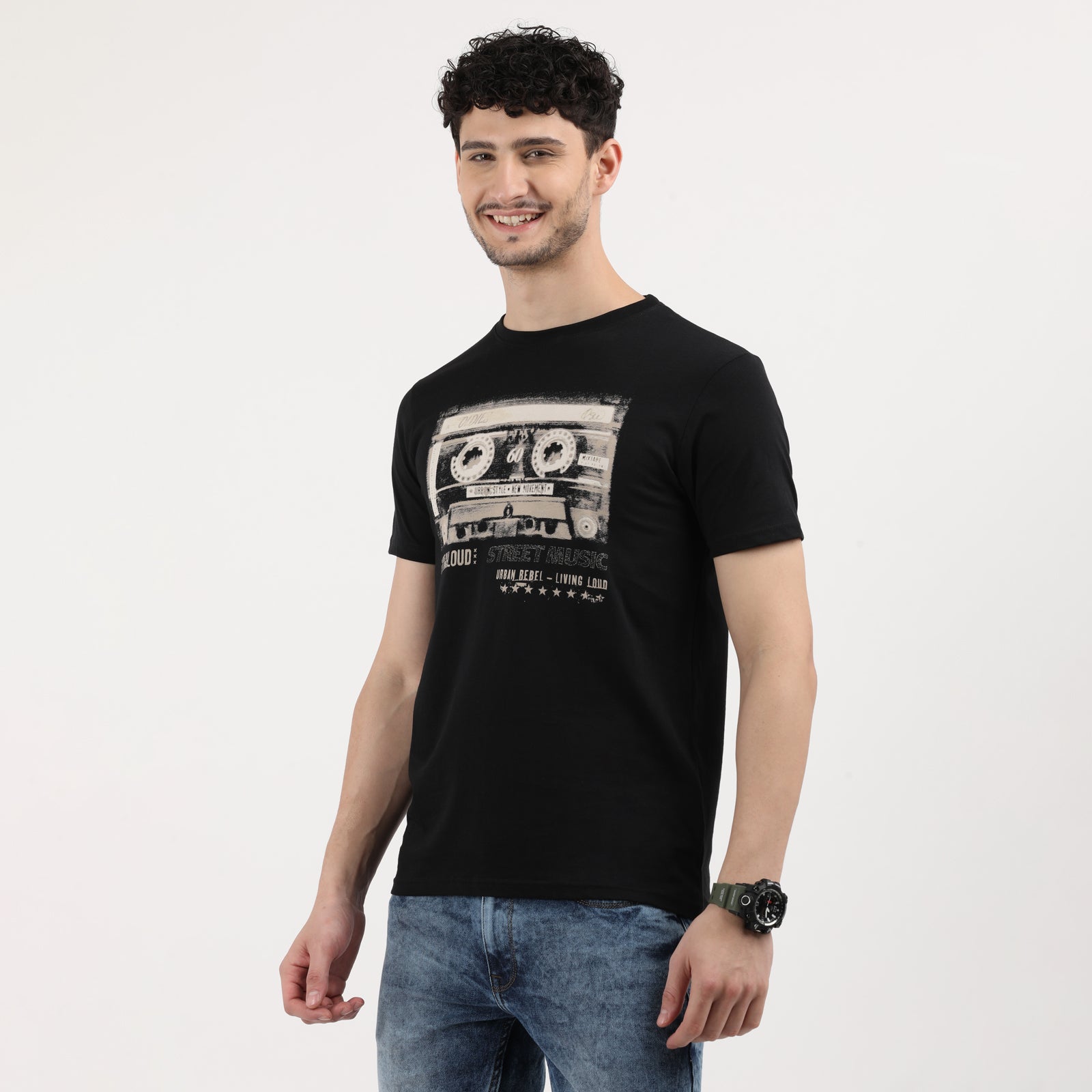 Jet Black Men's Retro Cassette Tape Graphic Tee
