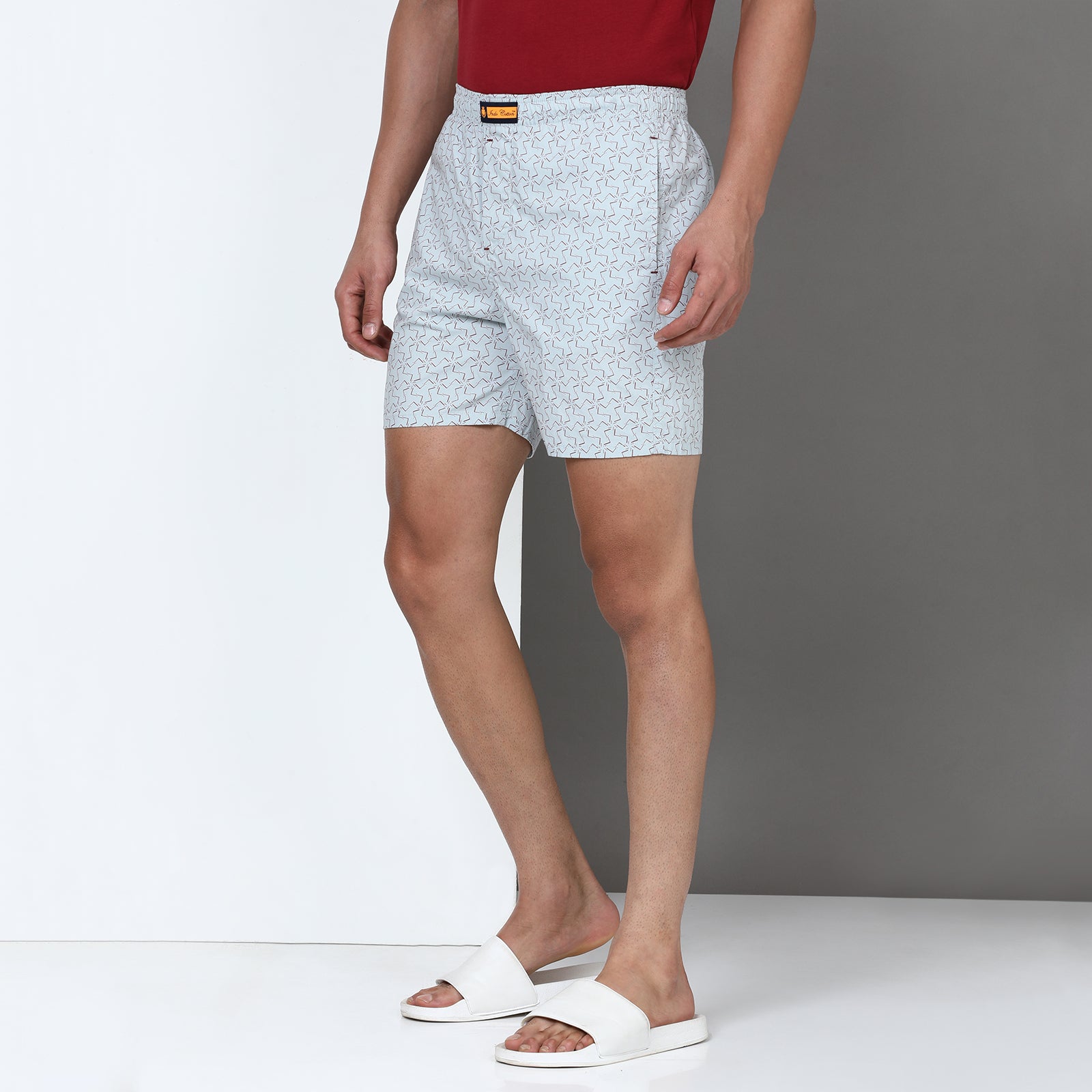 Pearl Blue Printed Short Thigh Shorts