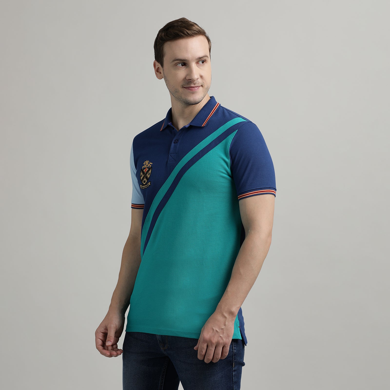 Indo Cotton Men's Cut & Sew Polo Neck T-Shirt