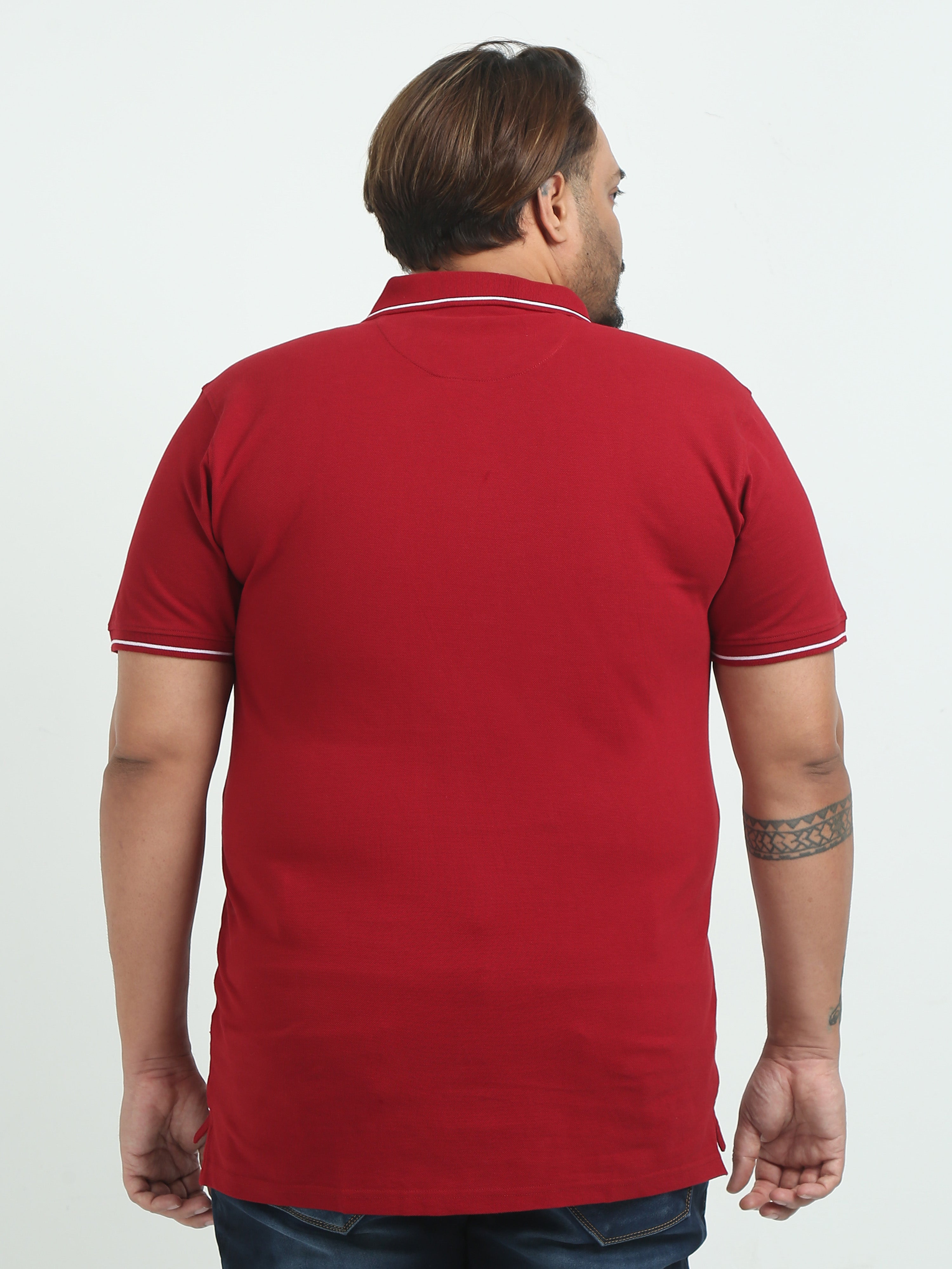 Indo Cotton Men's Solid Slim Fit Polo T-Shirt
