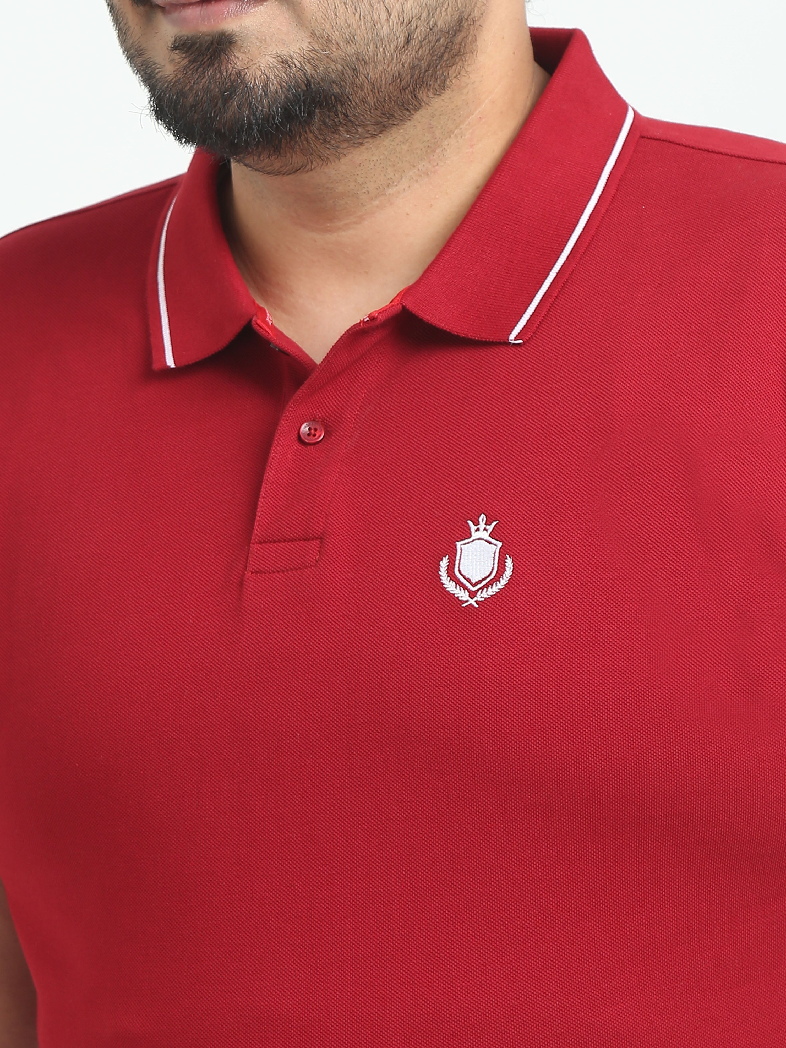 Indo Cotton Men's Solid Slim Fit Polo T-Shirt