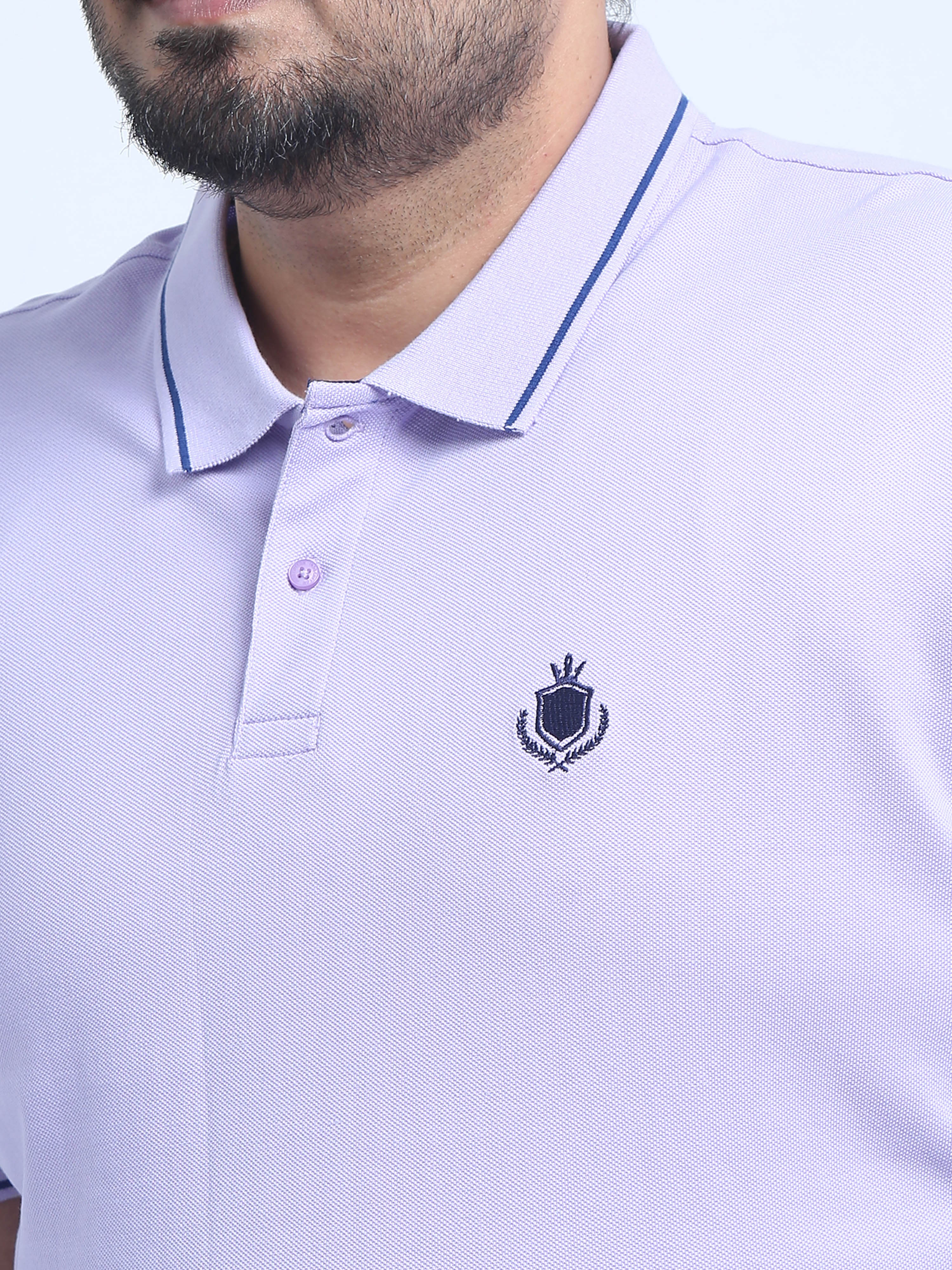 Indo Cotton Men's Plus Size Solid Slim Fit Polo T-Shirt.