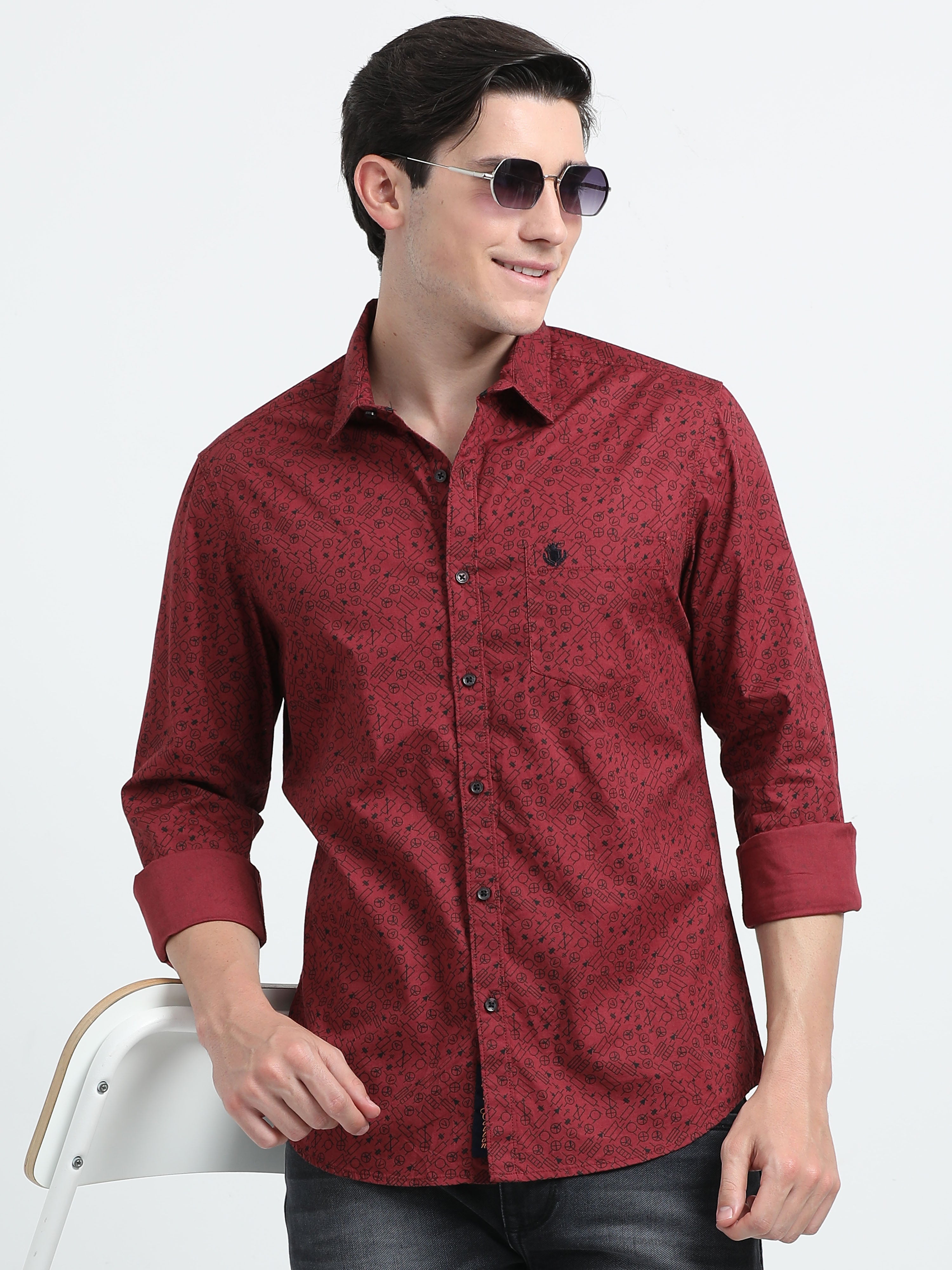 Indo Cotton Men's Printed Casual Shirt