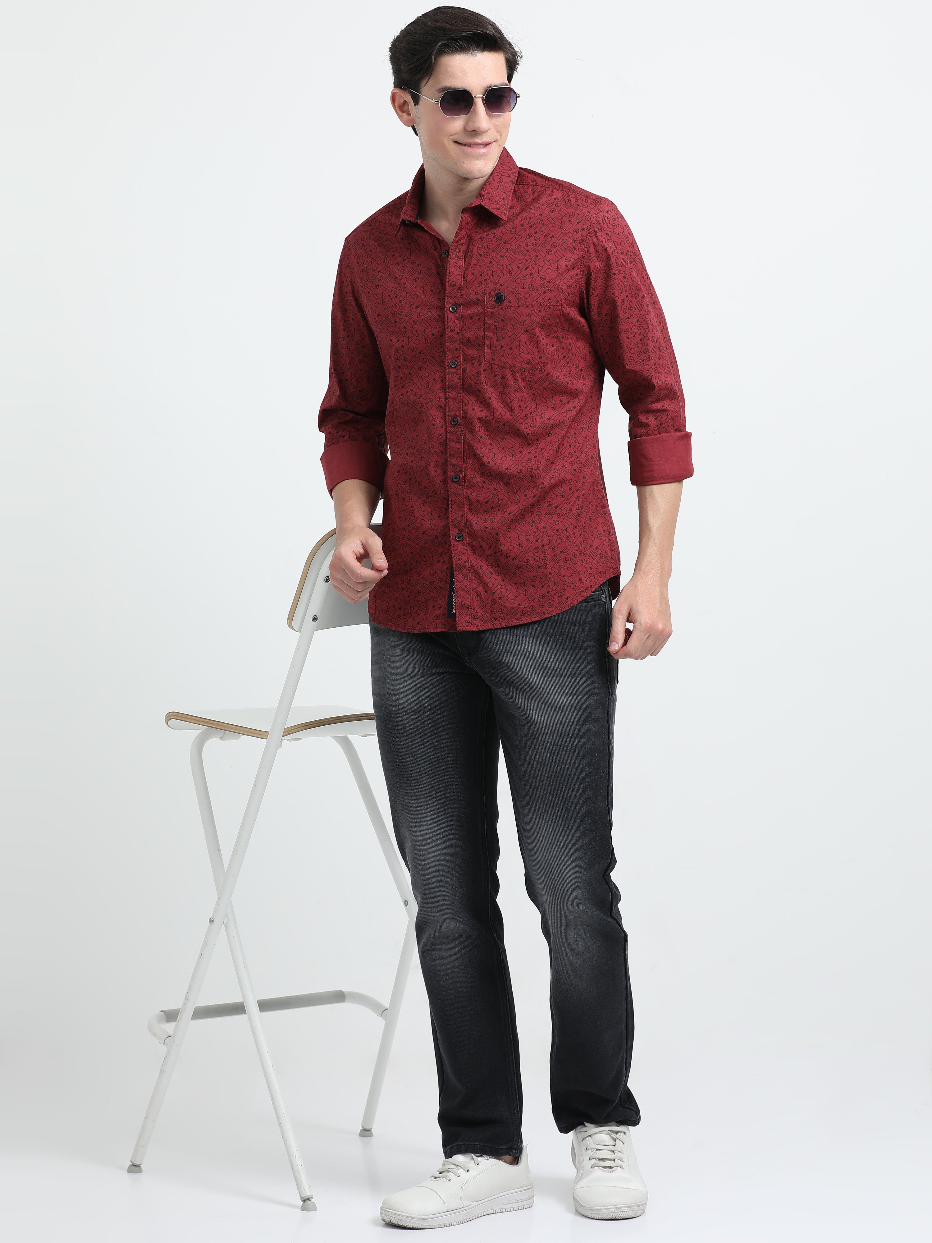 Indo Cotton Men's Printed Casual Shirt