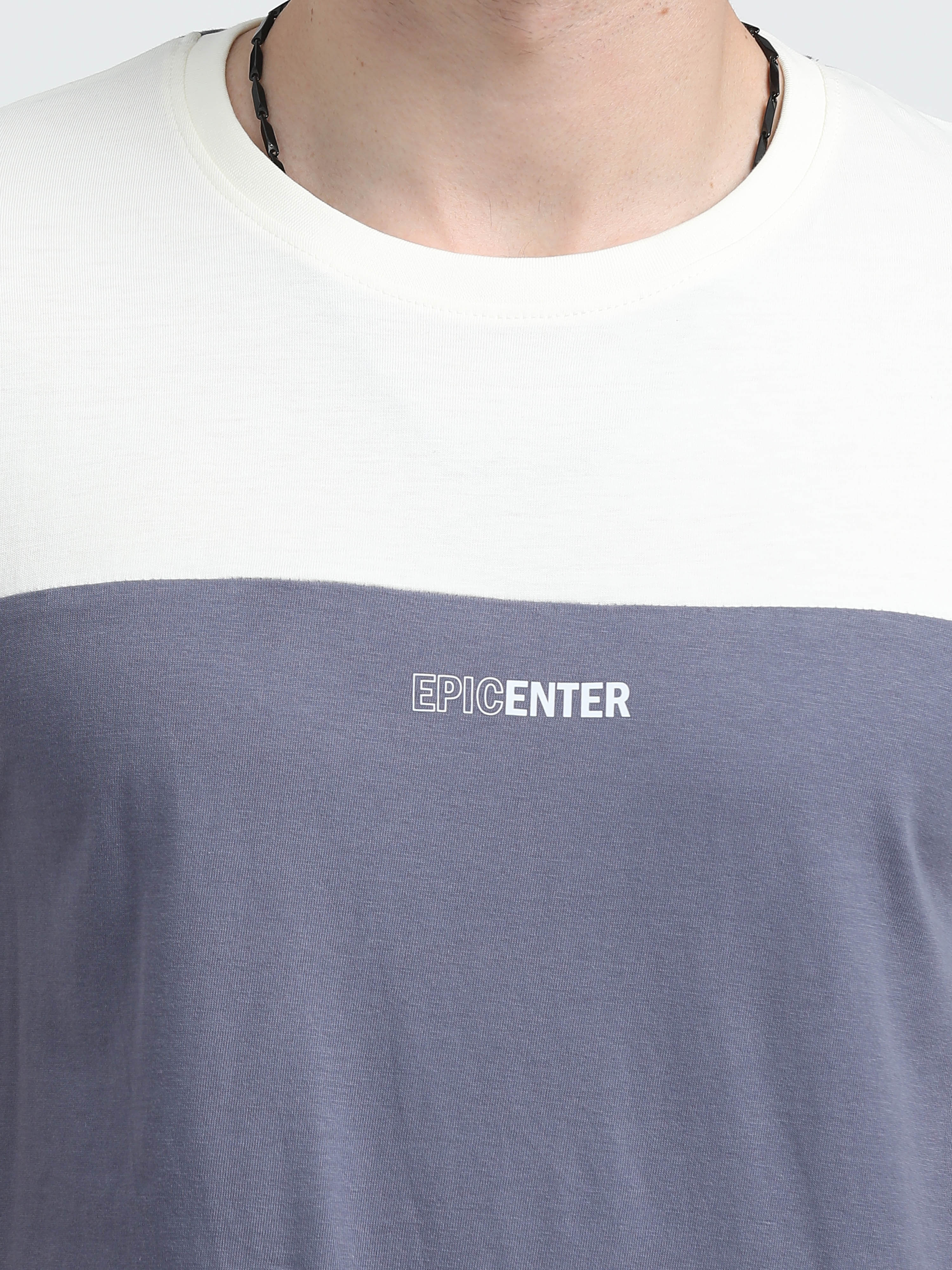 Indo Cotton Men's Color Blocked Crew Neck T-Shirt