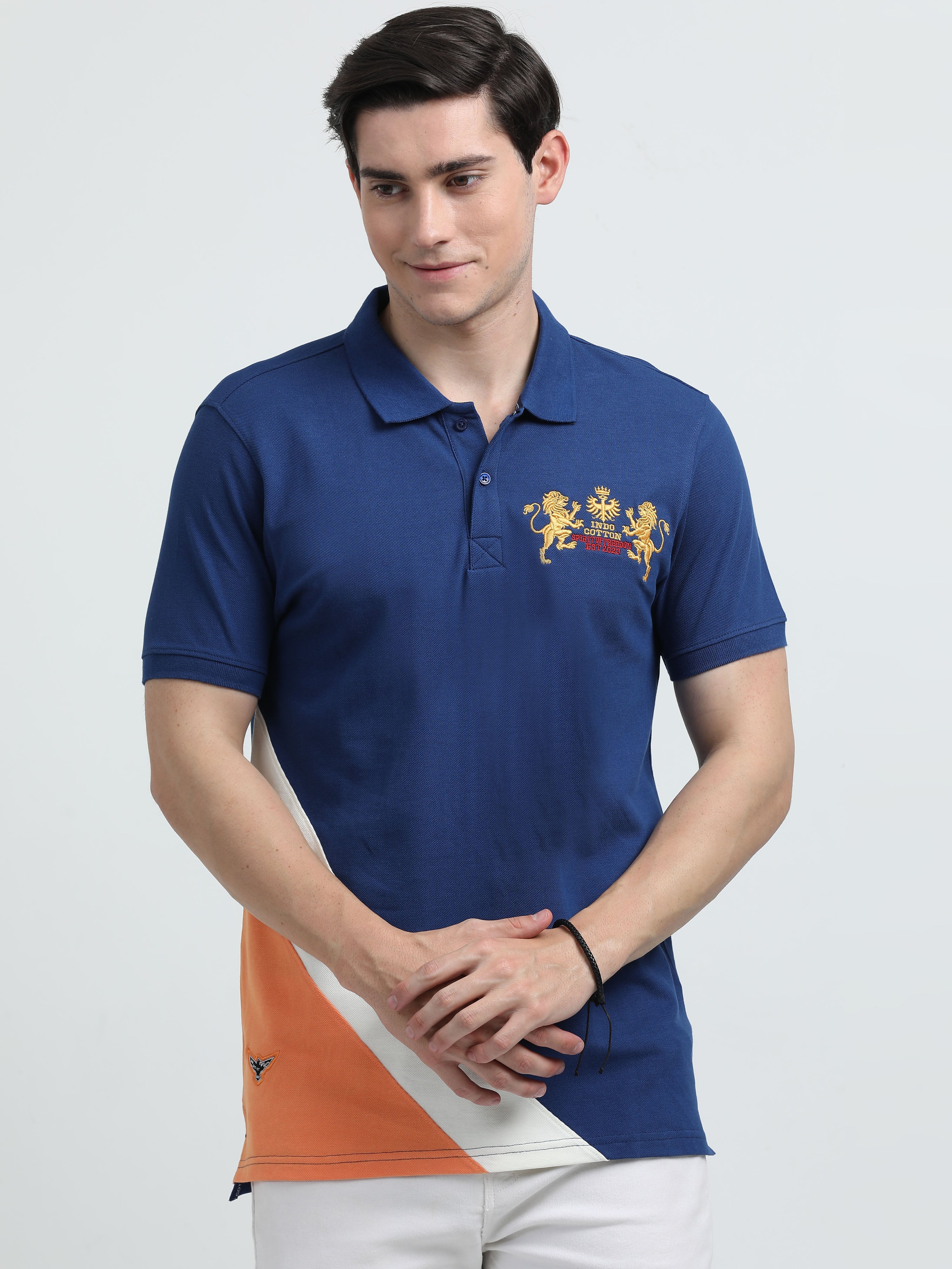 Indo Cotton Men's Cut & Sew Polo T-Shirt