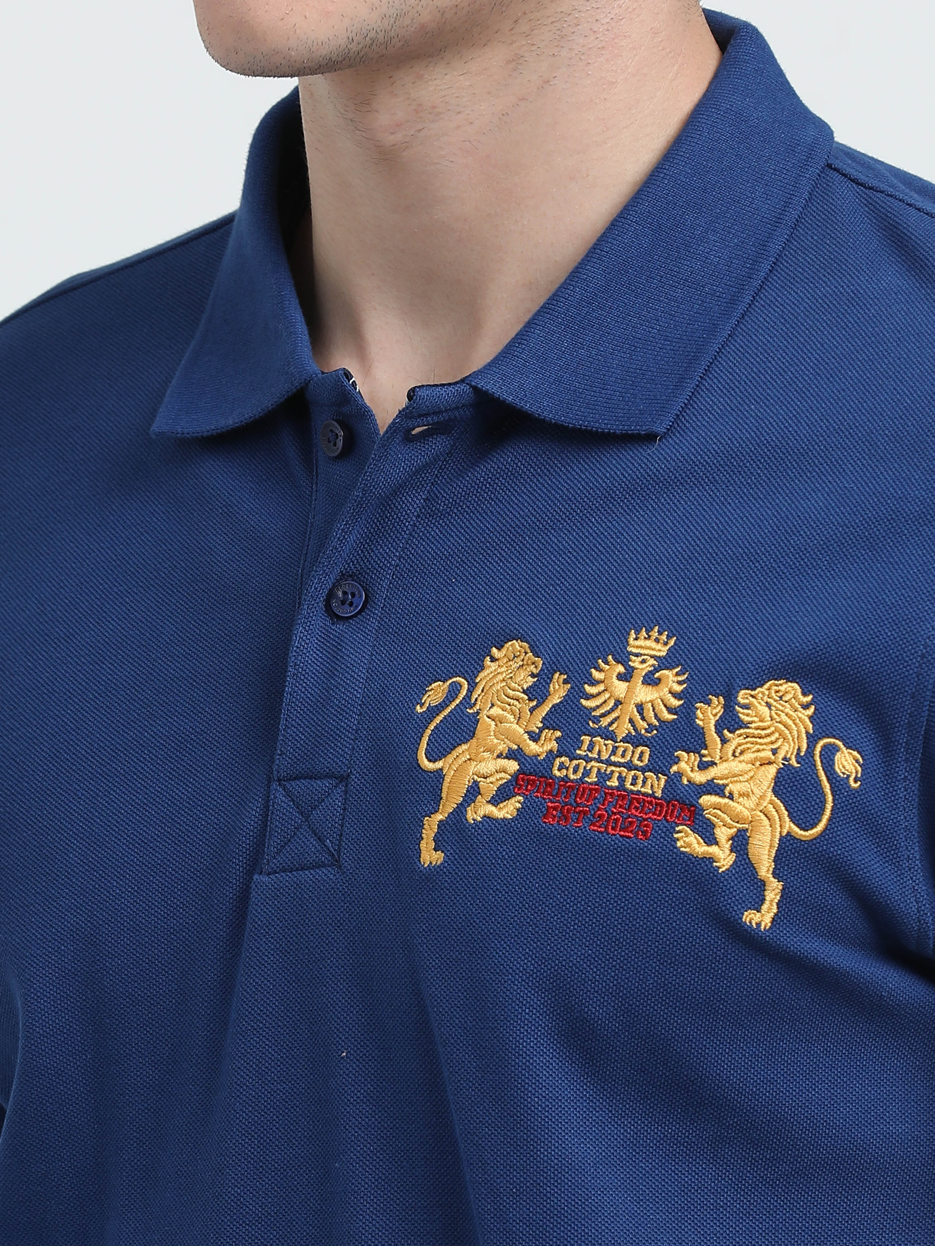 Indo Cotton Men's Cut & Sew Polo T-Shirt