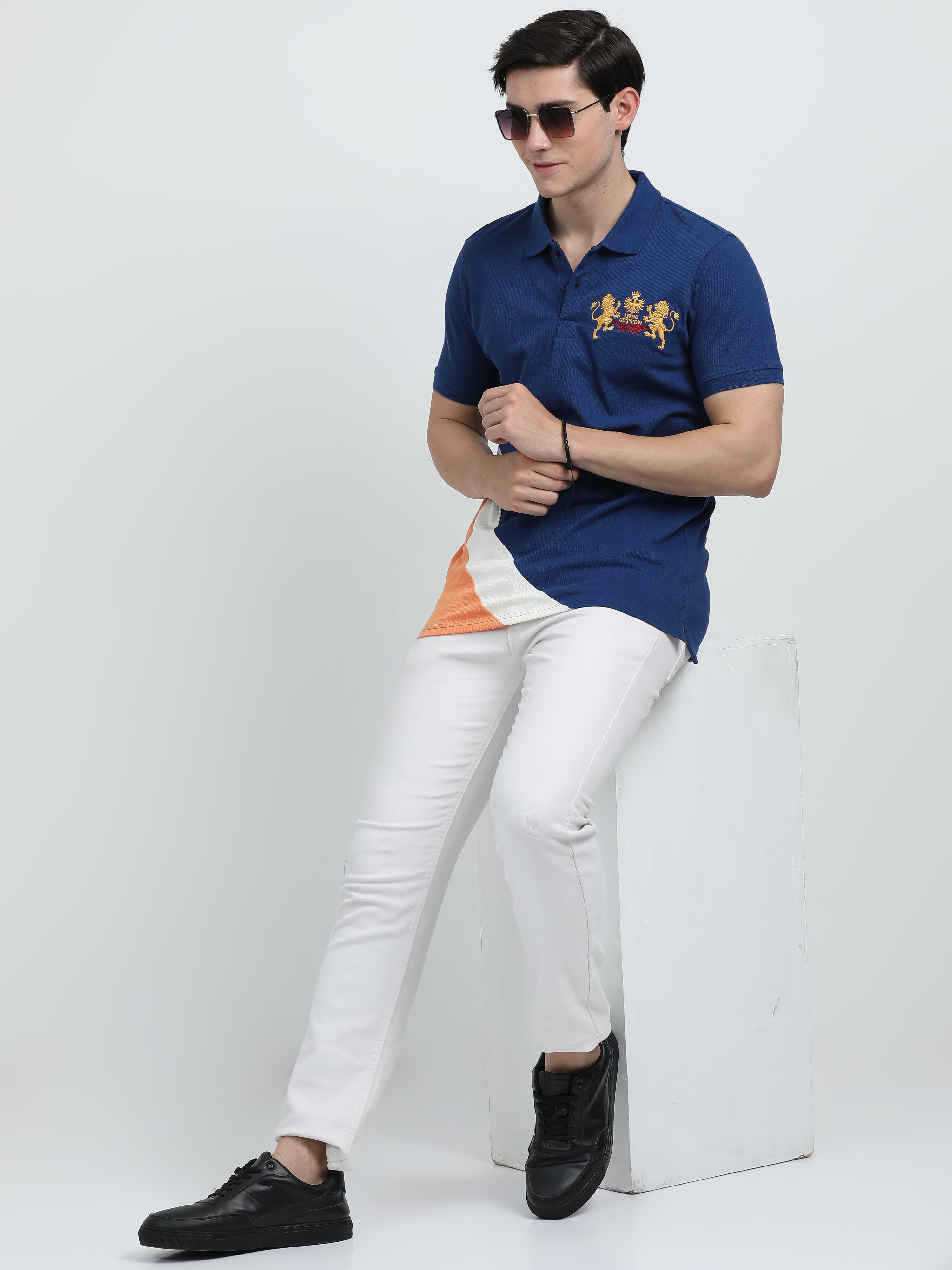Indo Cotton Men's Cut & Sew Polo T-Shirt