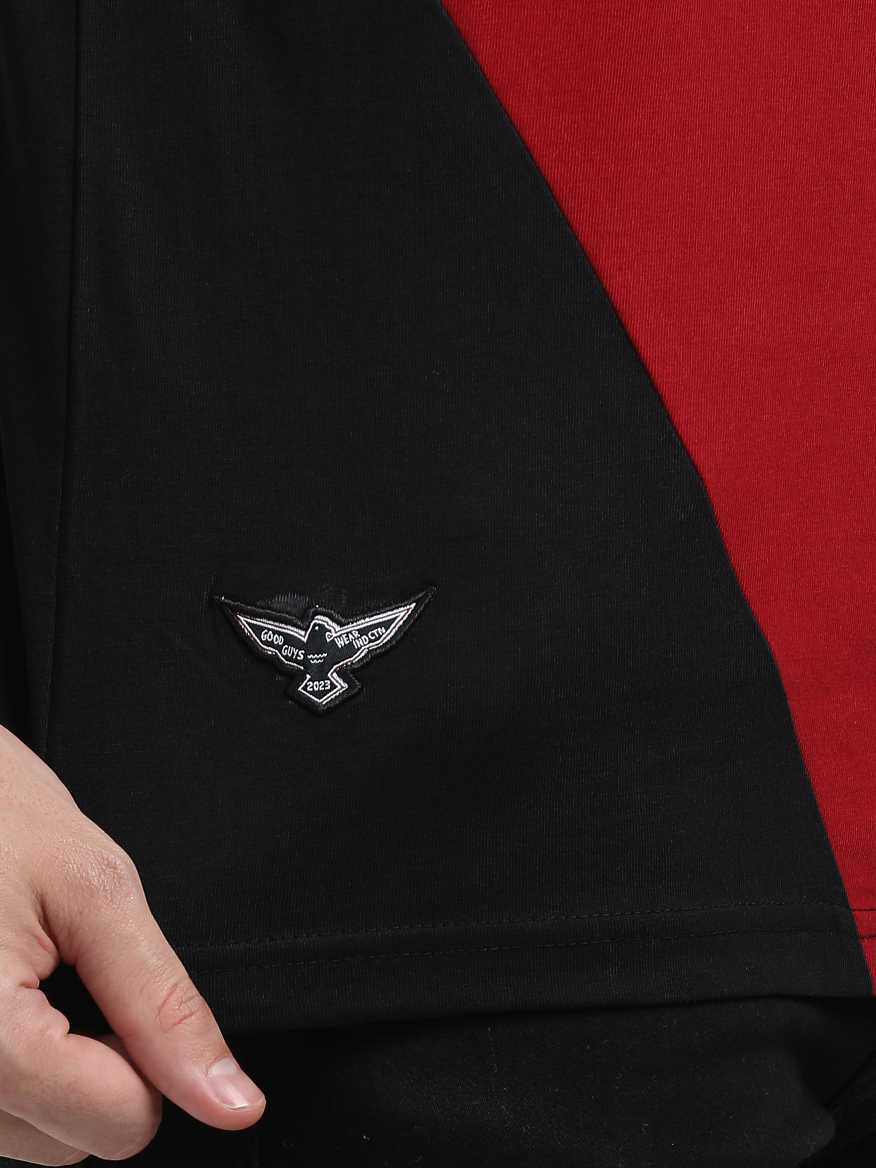 Indo Cotton Men's Color Blocked Crew Neck T-Shirt