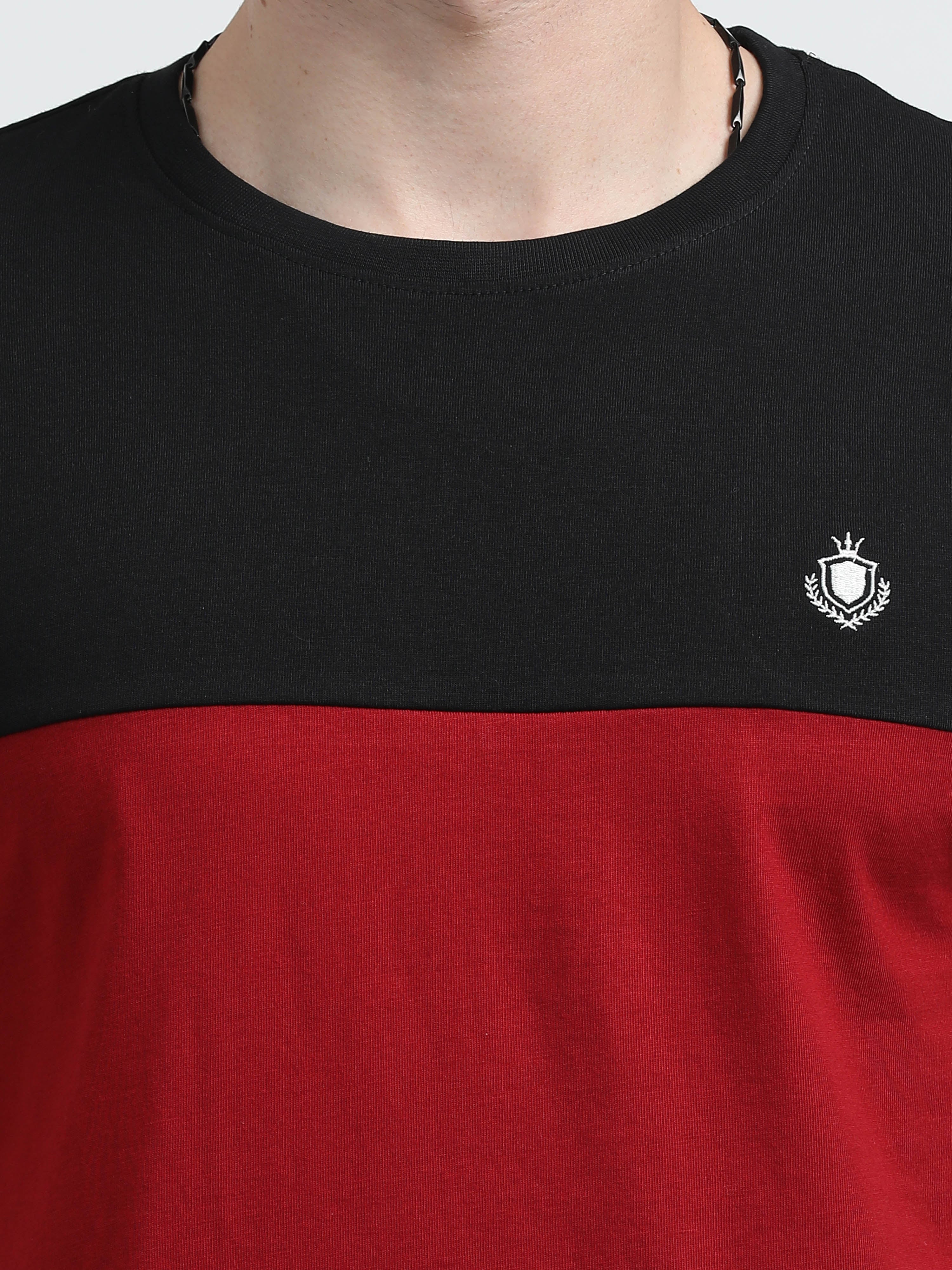 Indo Cotton Men's Color Blocked Crew Neck T-Shirt
