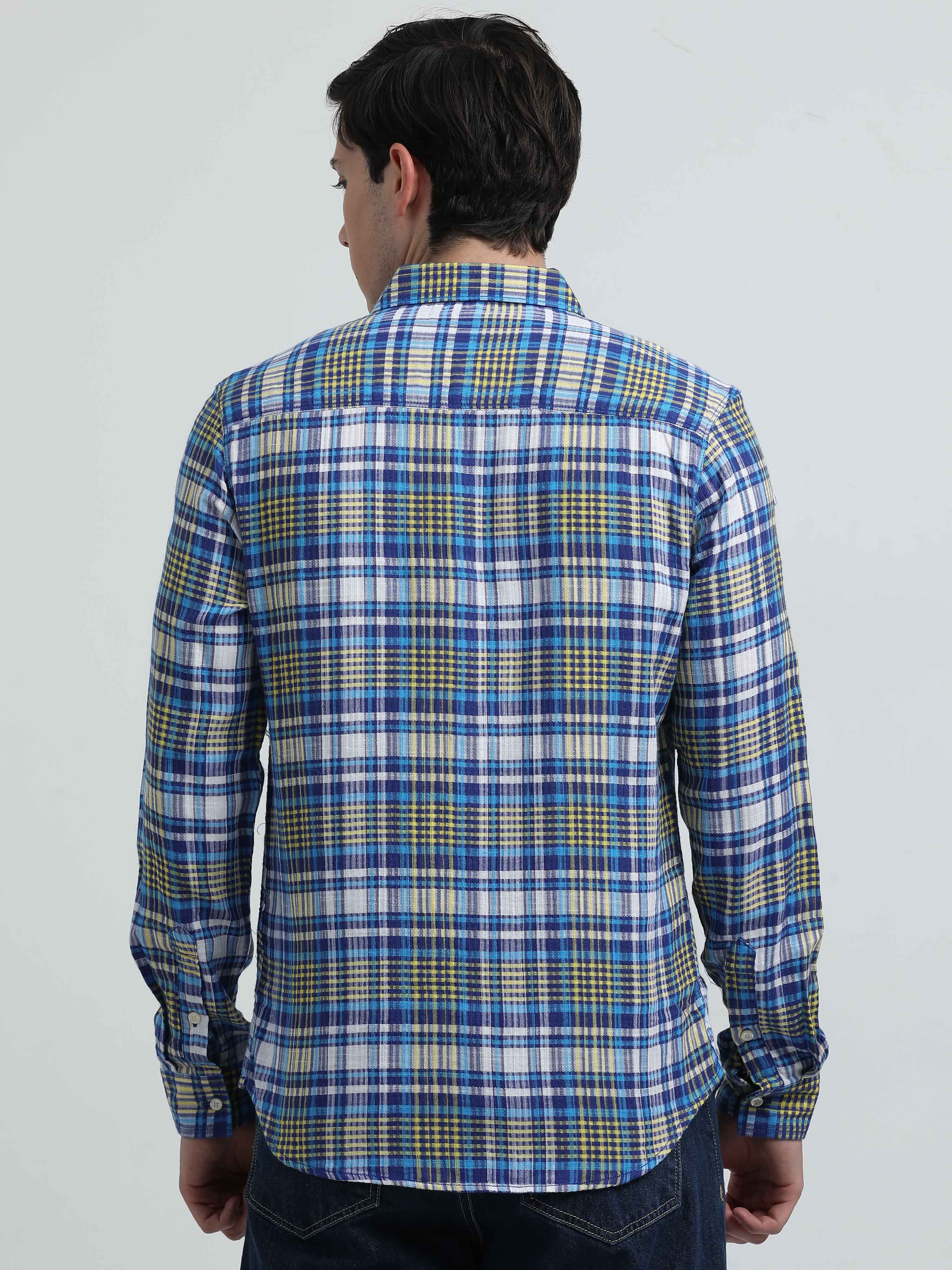 Indo Cotton Men's Checkered Full Sleeve Casual Shirt