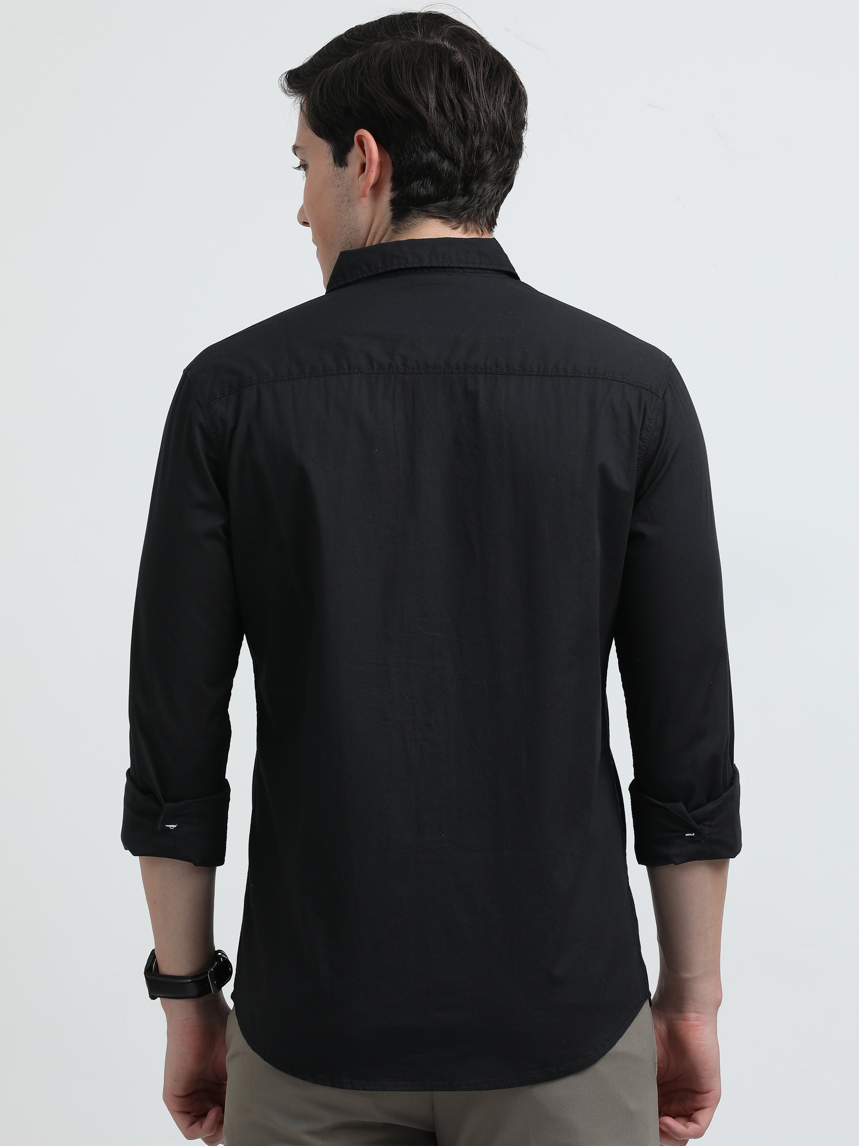 Indo Cotton Men's Solid Full Sleeve Casual Shirt