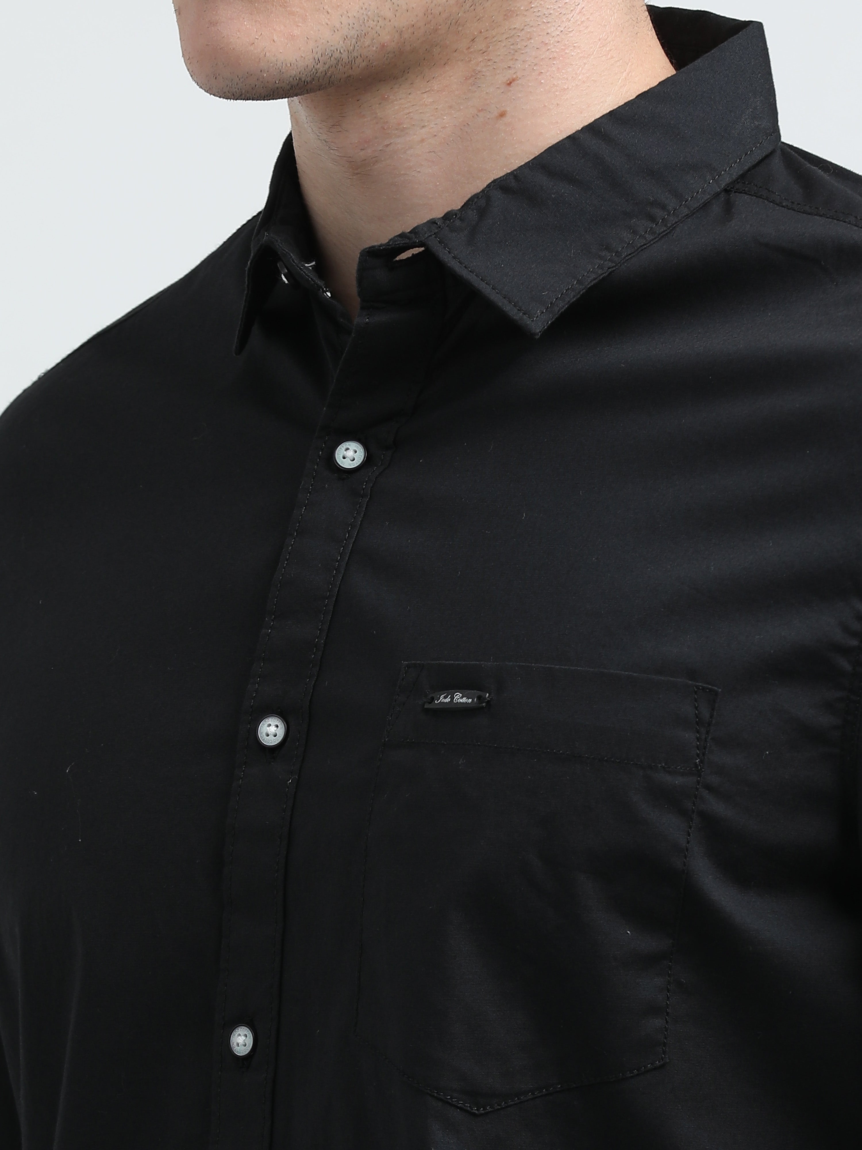 Indo Cotton Men's Solid Full Sleeve Casual Shirt