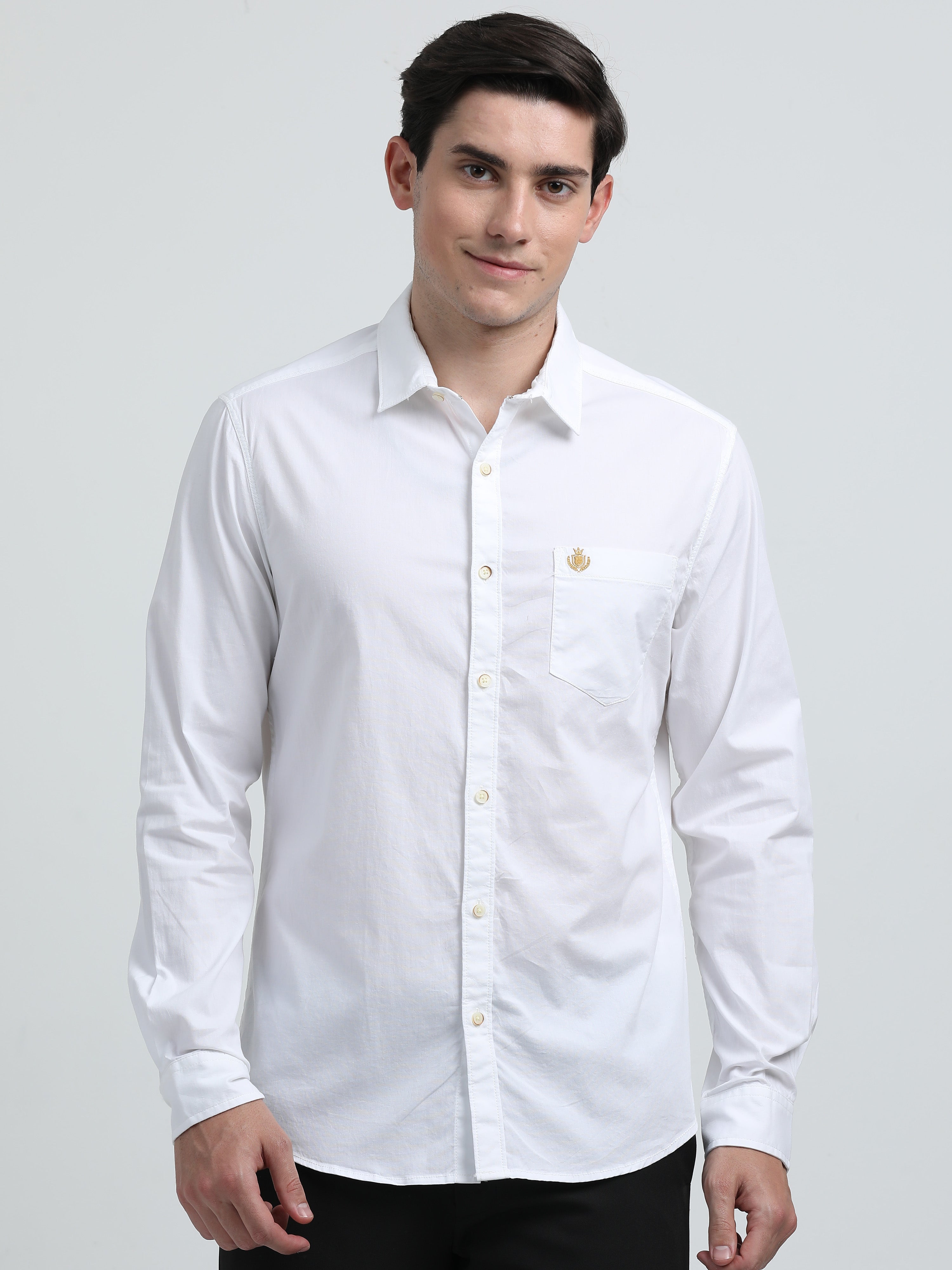 Indo Cotton Men's Full Sleeve Solid Casual Shirt
