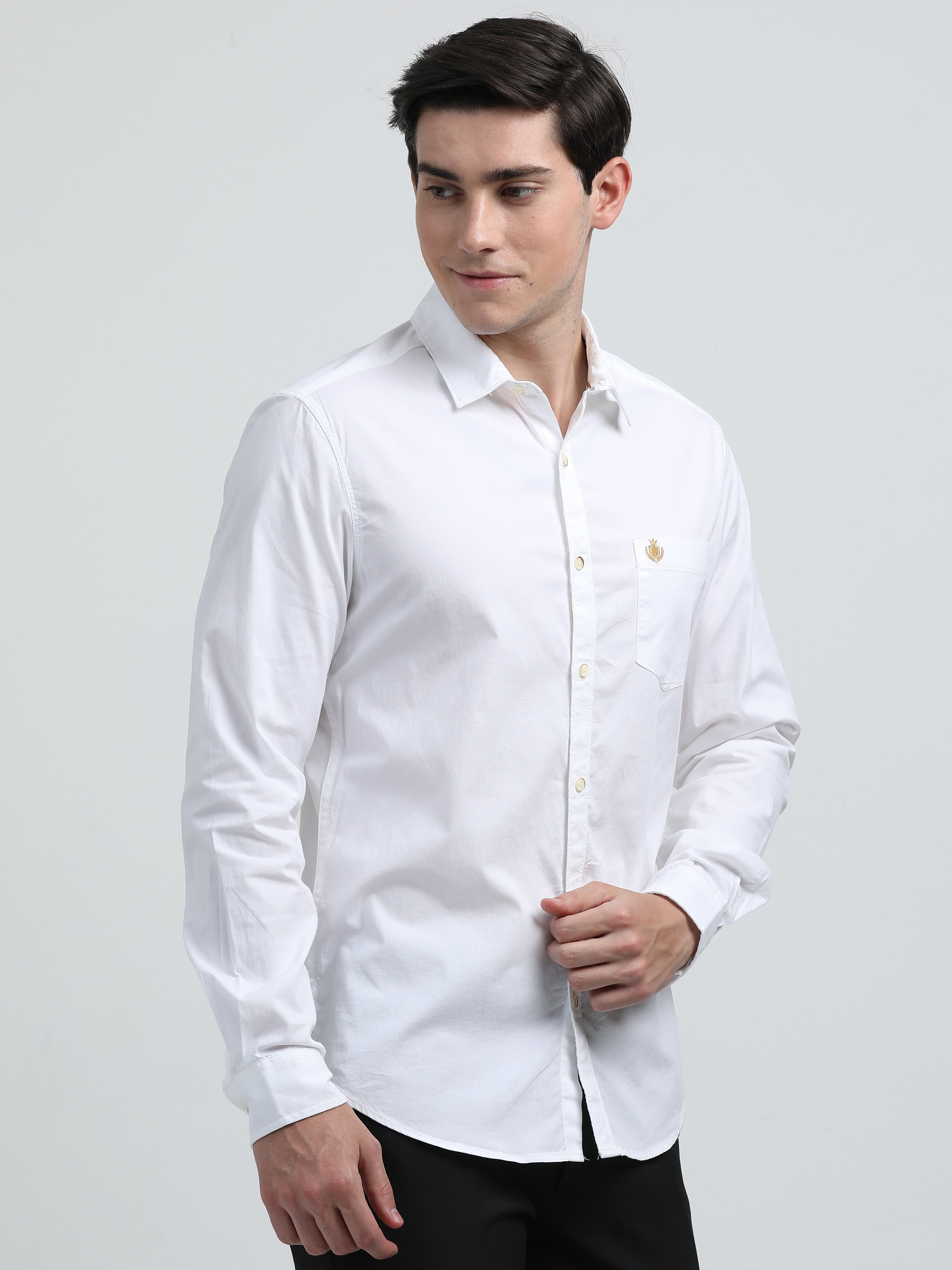 Indo Cotton Men's Full Sleeve Solid Casual Shirt