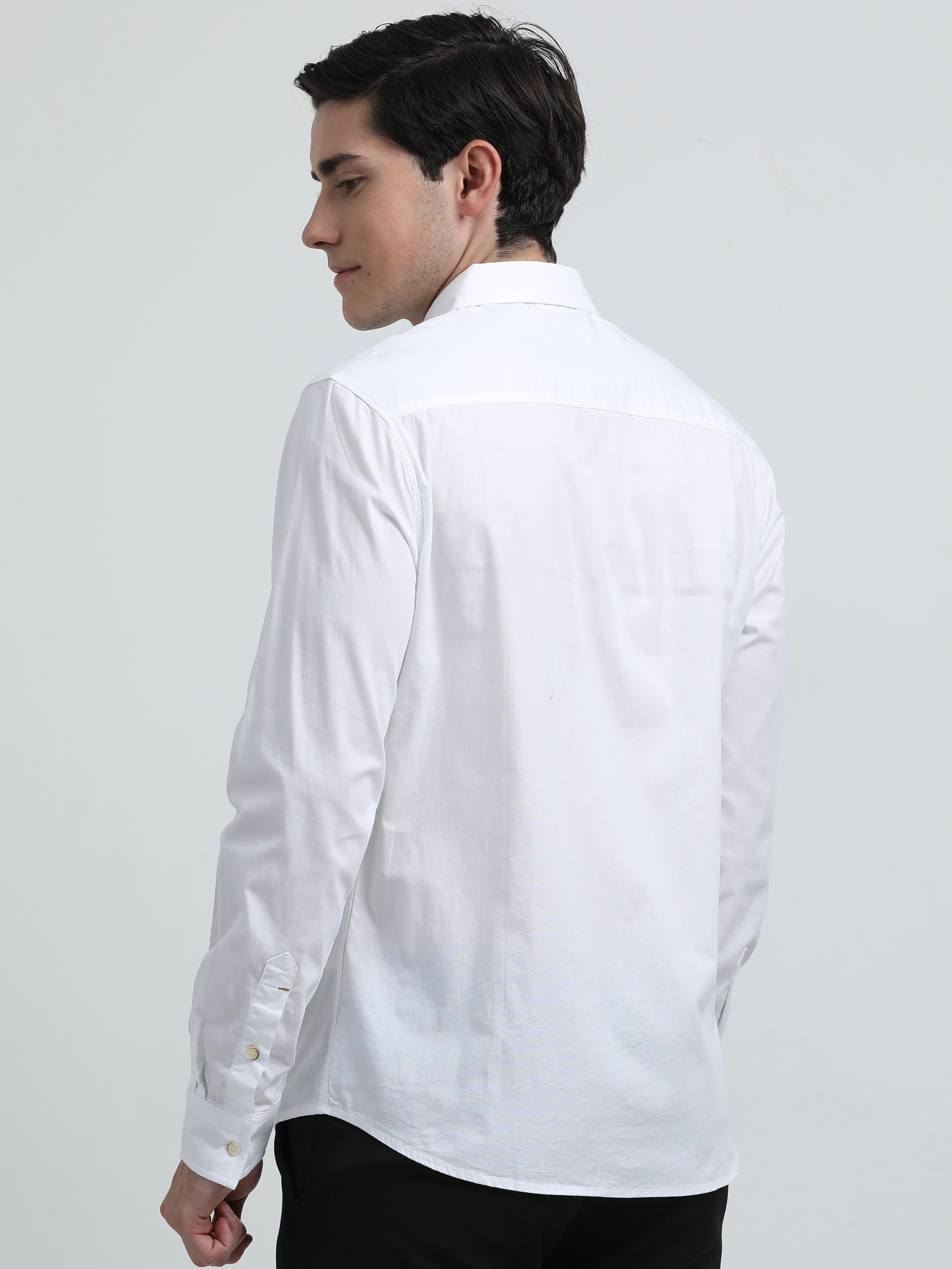 Indo Cotton Men's Full Sleeve Solid Casual Shirt
