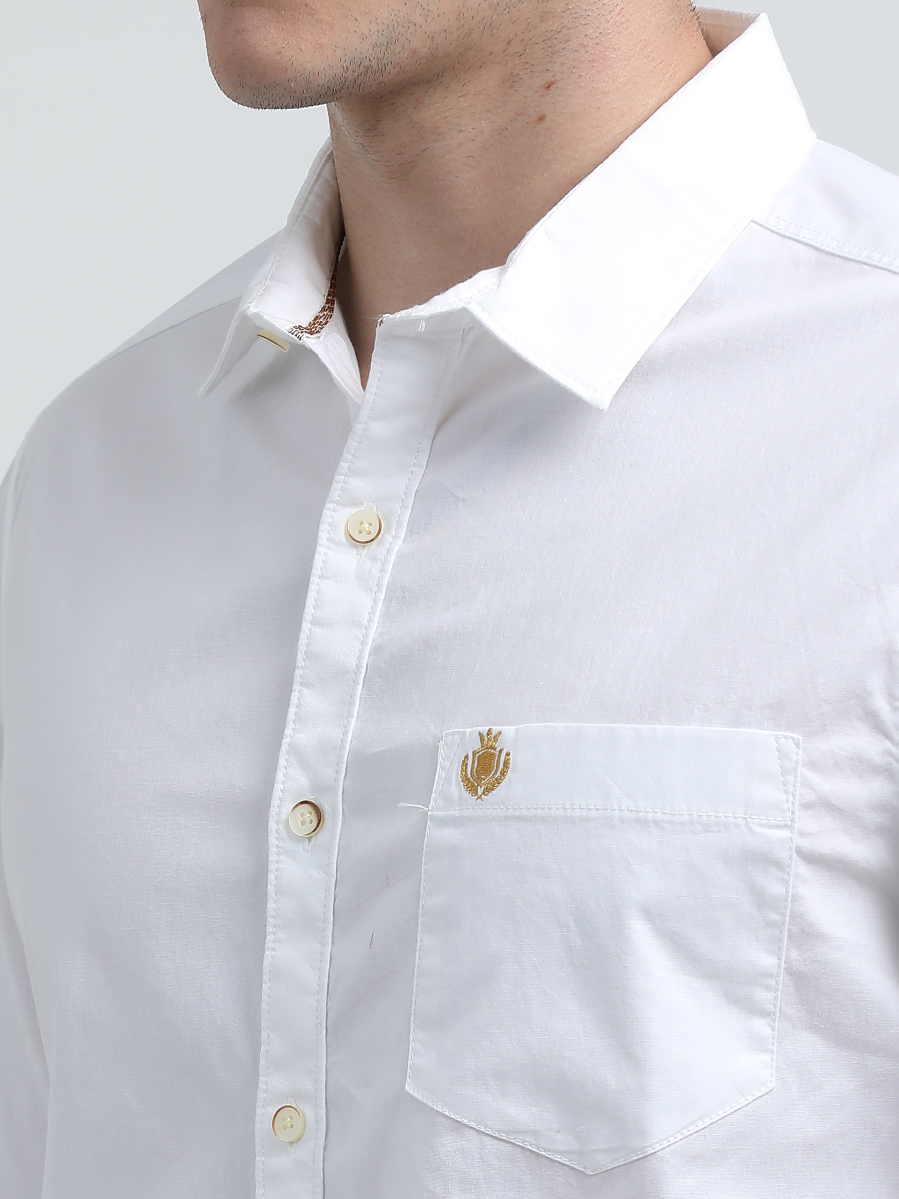 Indo Cotton Men's Full Sleeve Solid Casual Shirt