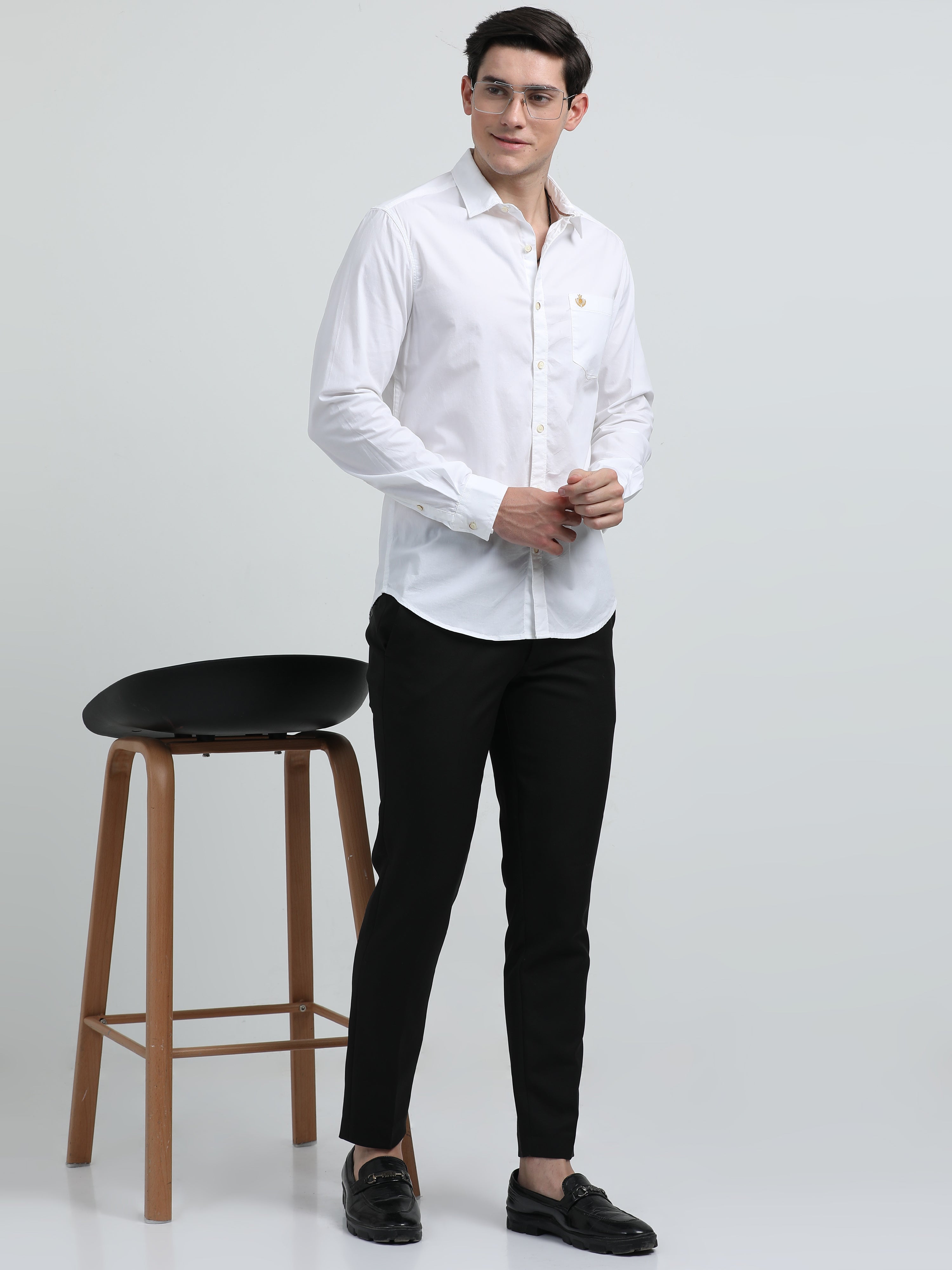 Indo Cotton Men's Full Sleeve Solid Casual Shirt