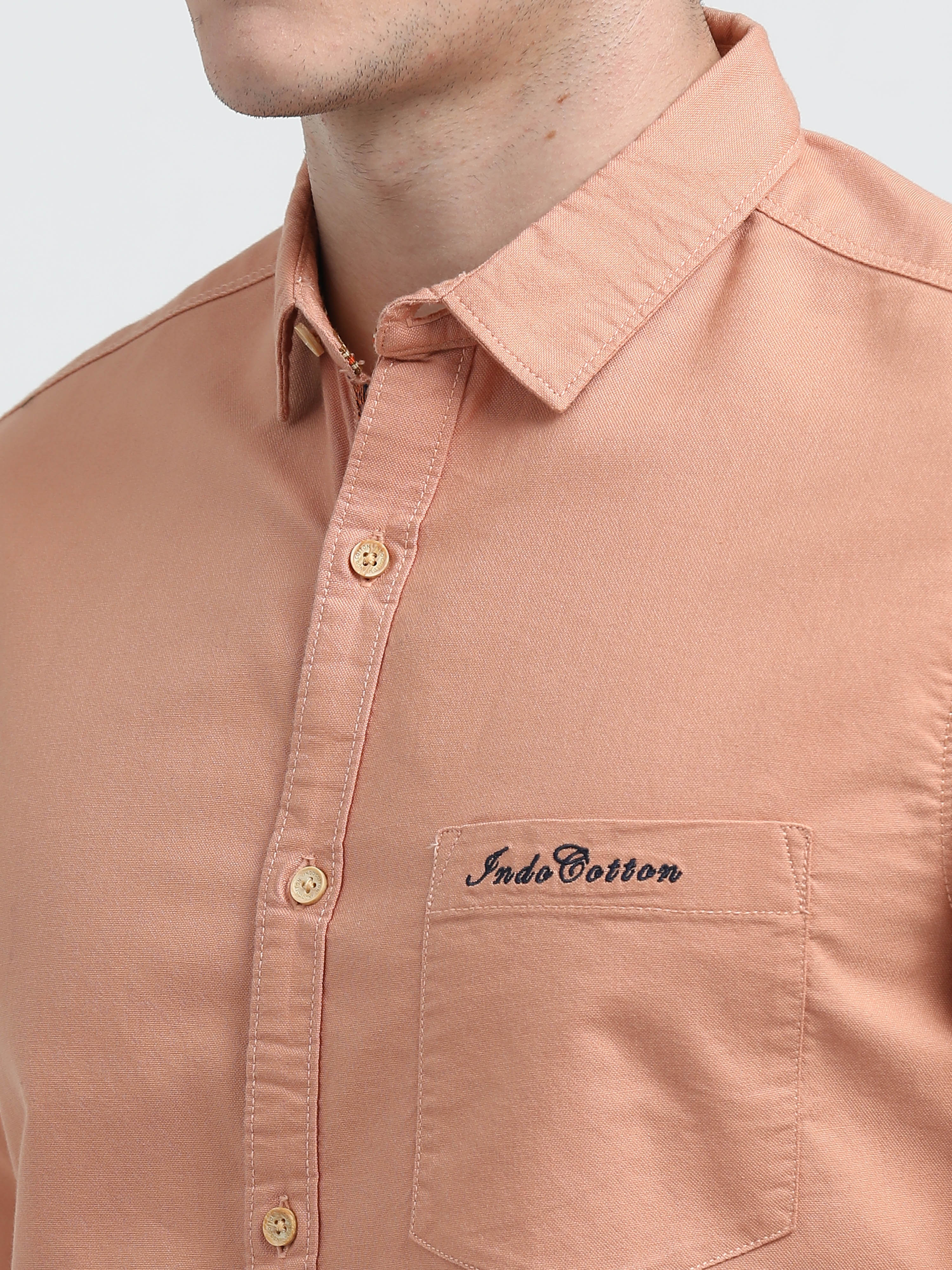 Indo Cotton Men's Full Sleeve Solid Casual Shirt
