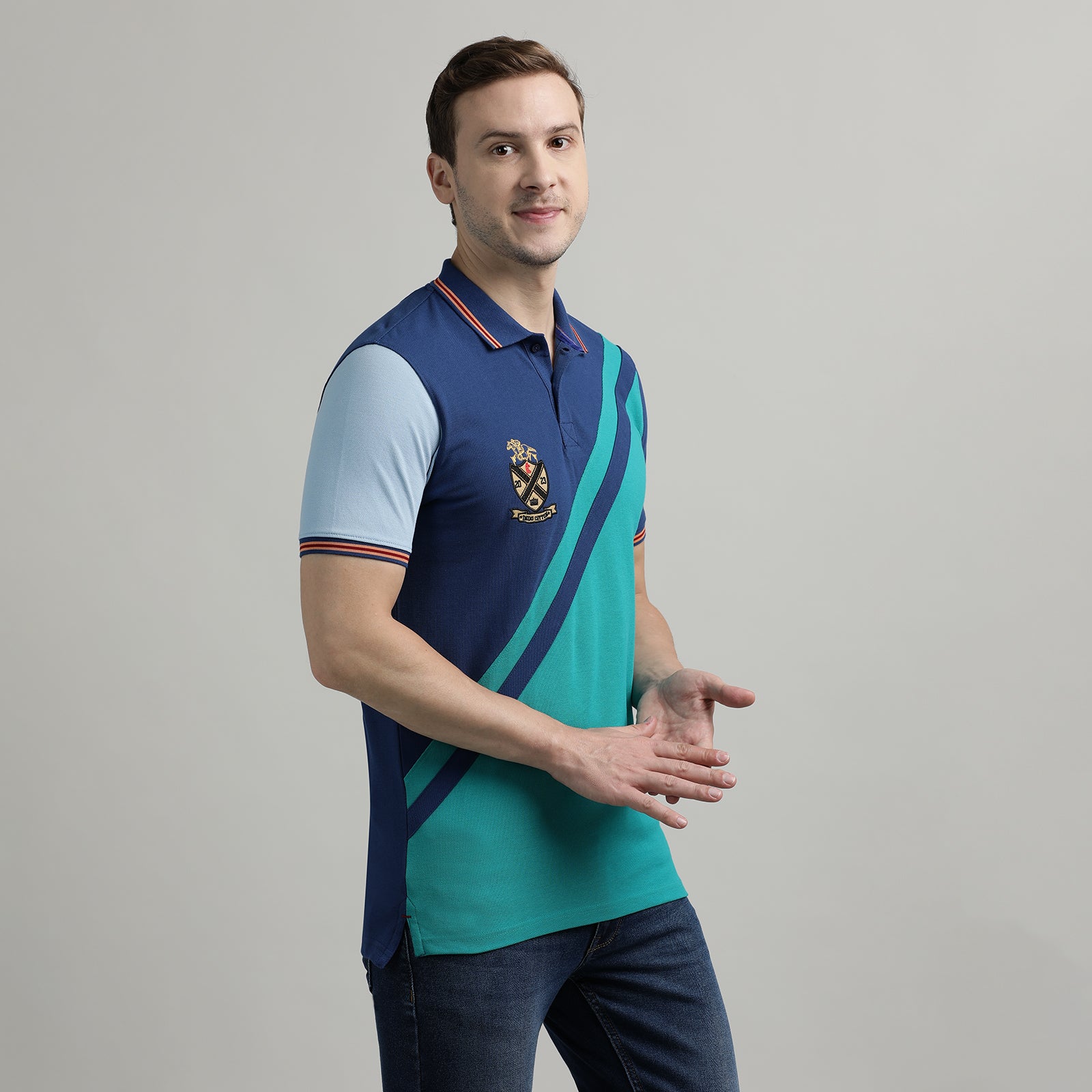 Indo Cotton Men's Cut & Sew Polo Neck T-Shirt