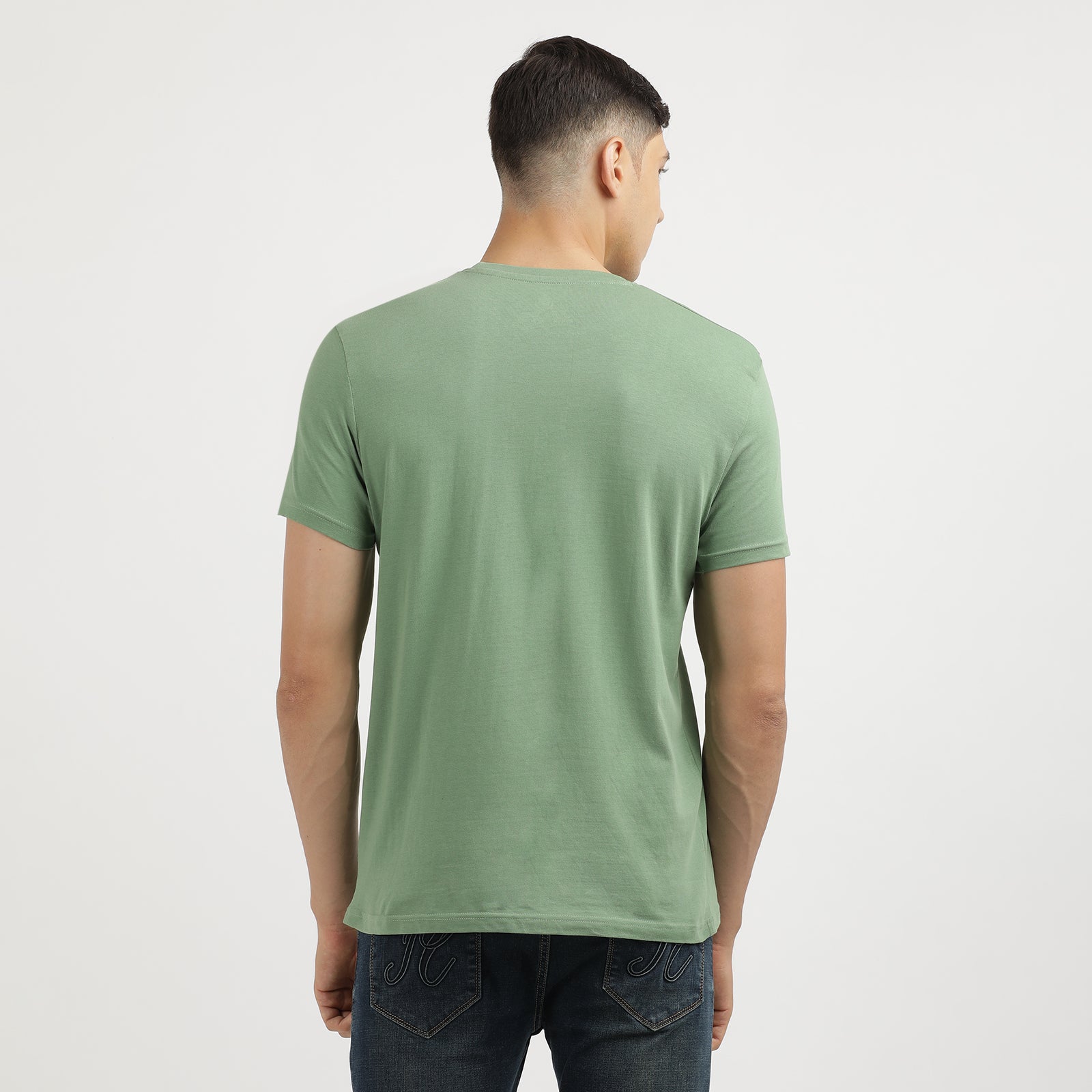 Men's Turf Green Easy Rider Vintage Classic Round Neck Printed T-Shirt