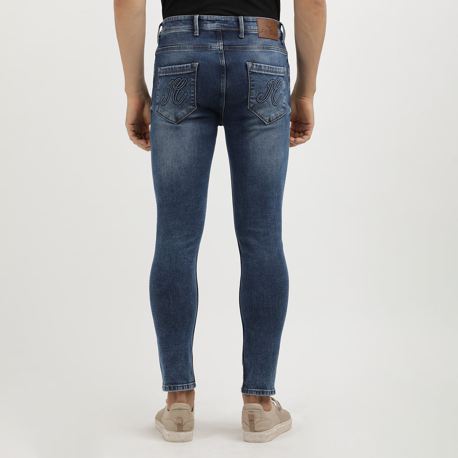Men's Distressed Light Shade Slim Fit Denim Jeans