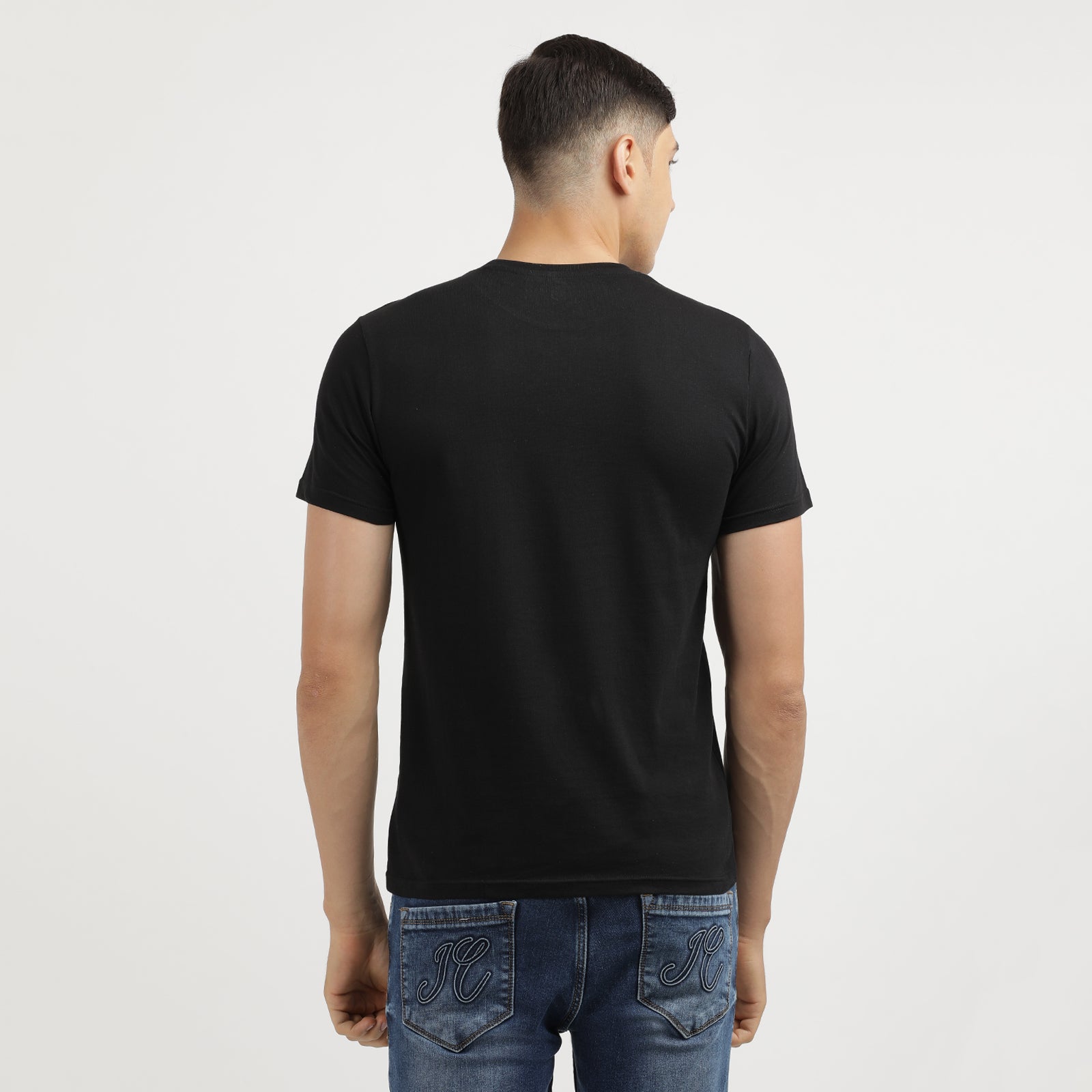 Men's Jet Black Over The Limit Lazy Week Round Neck Graphic Printed T-Shirt