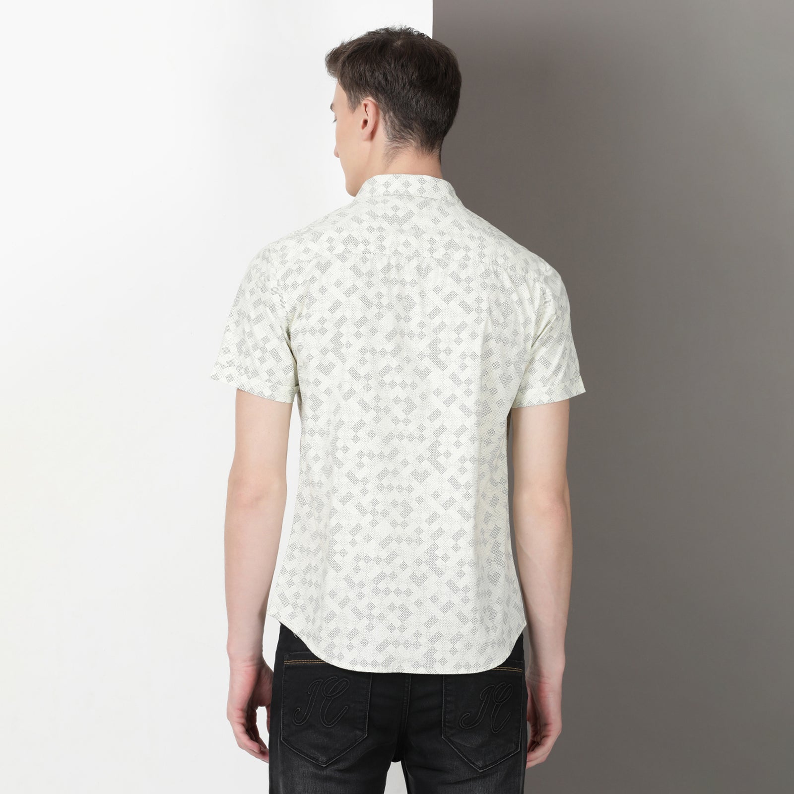 Glass Green Half Sleeve Printed Shirt