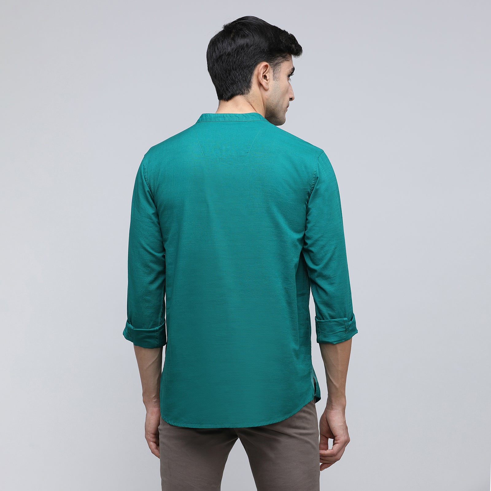 Indo cotton Men's Solid Full Sleeve Kurthi
