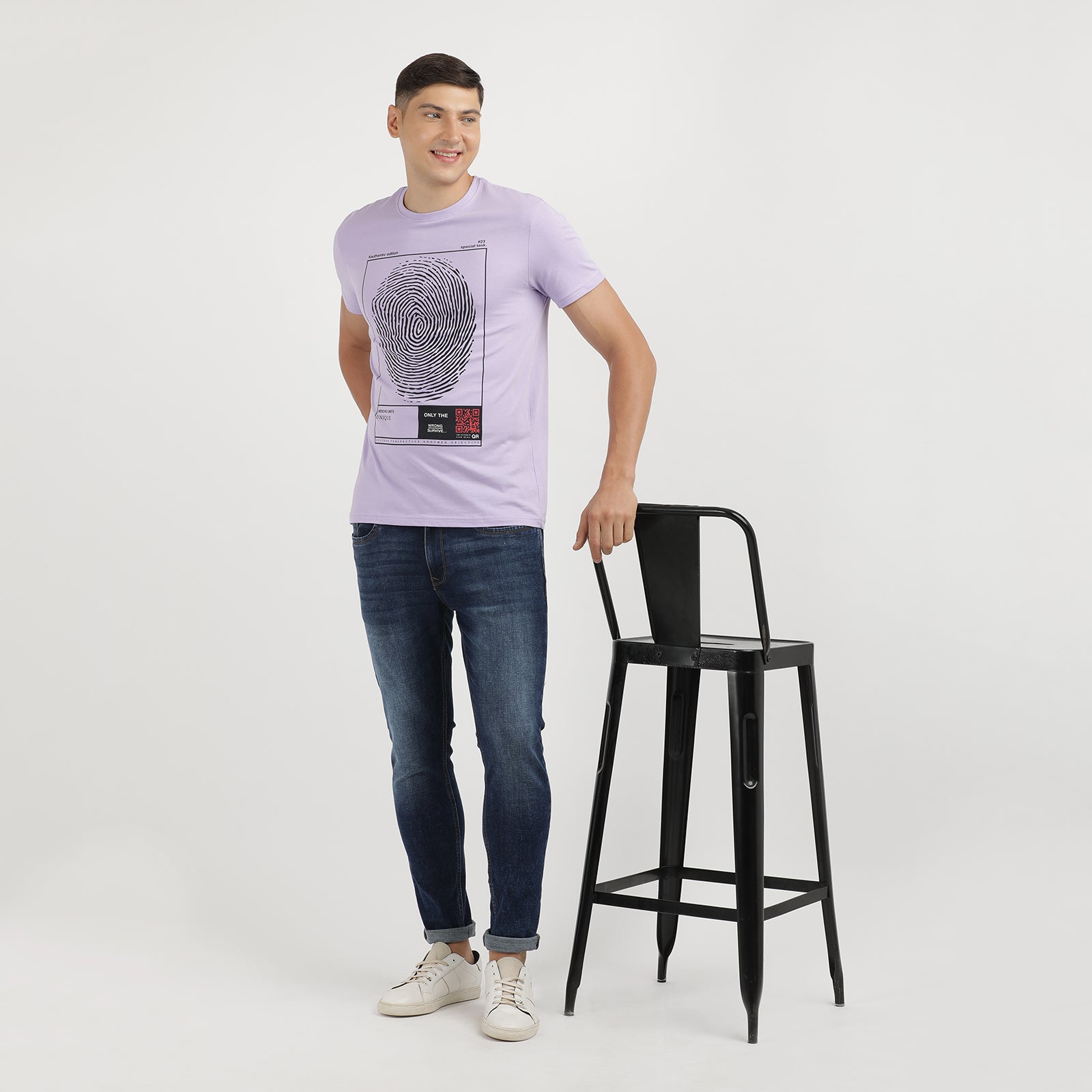 Lavender Authentic Edition Crew Neck Printed T-Shirt