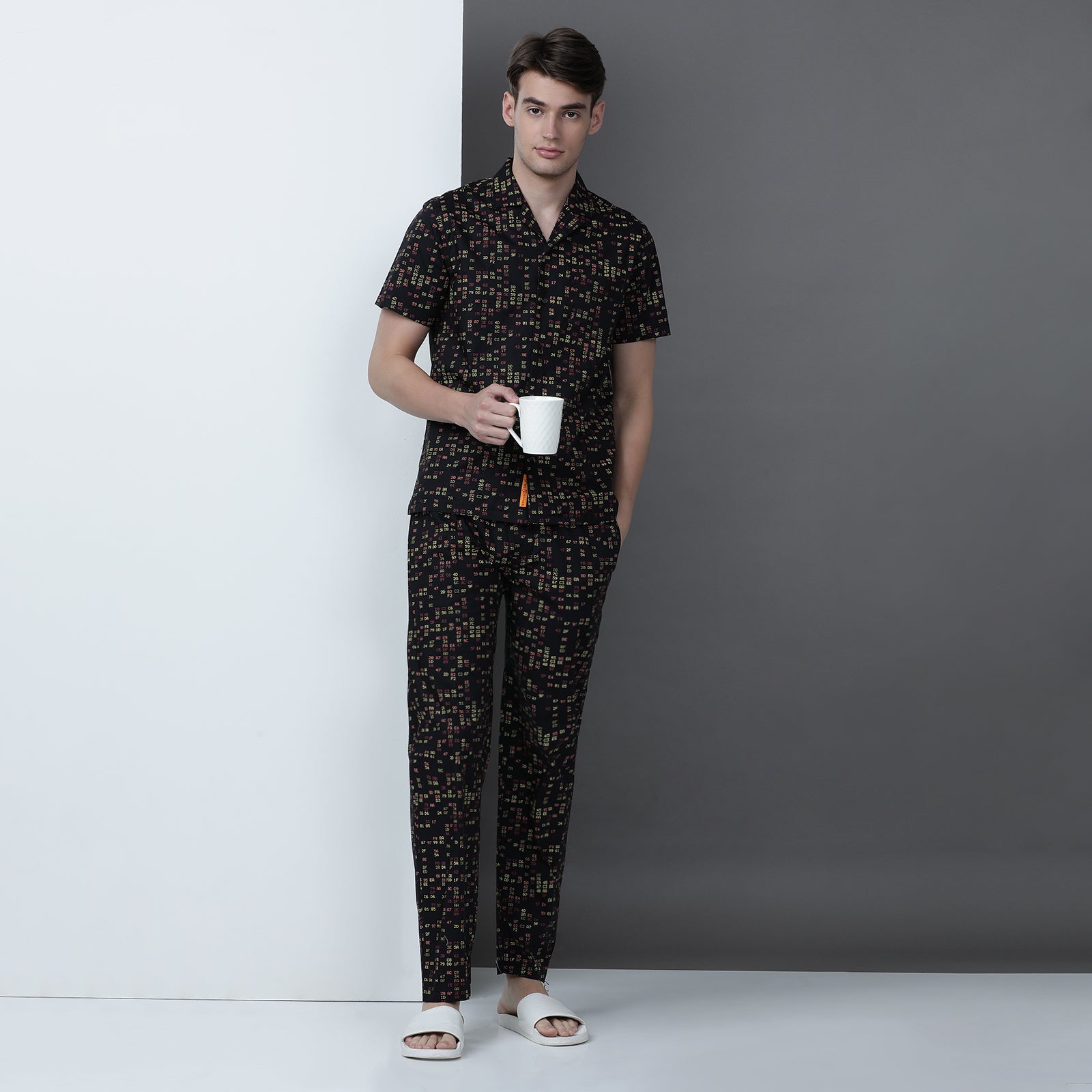Black Printed Lounge Wear Set