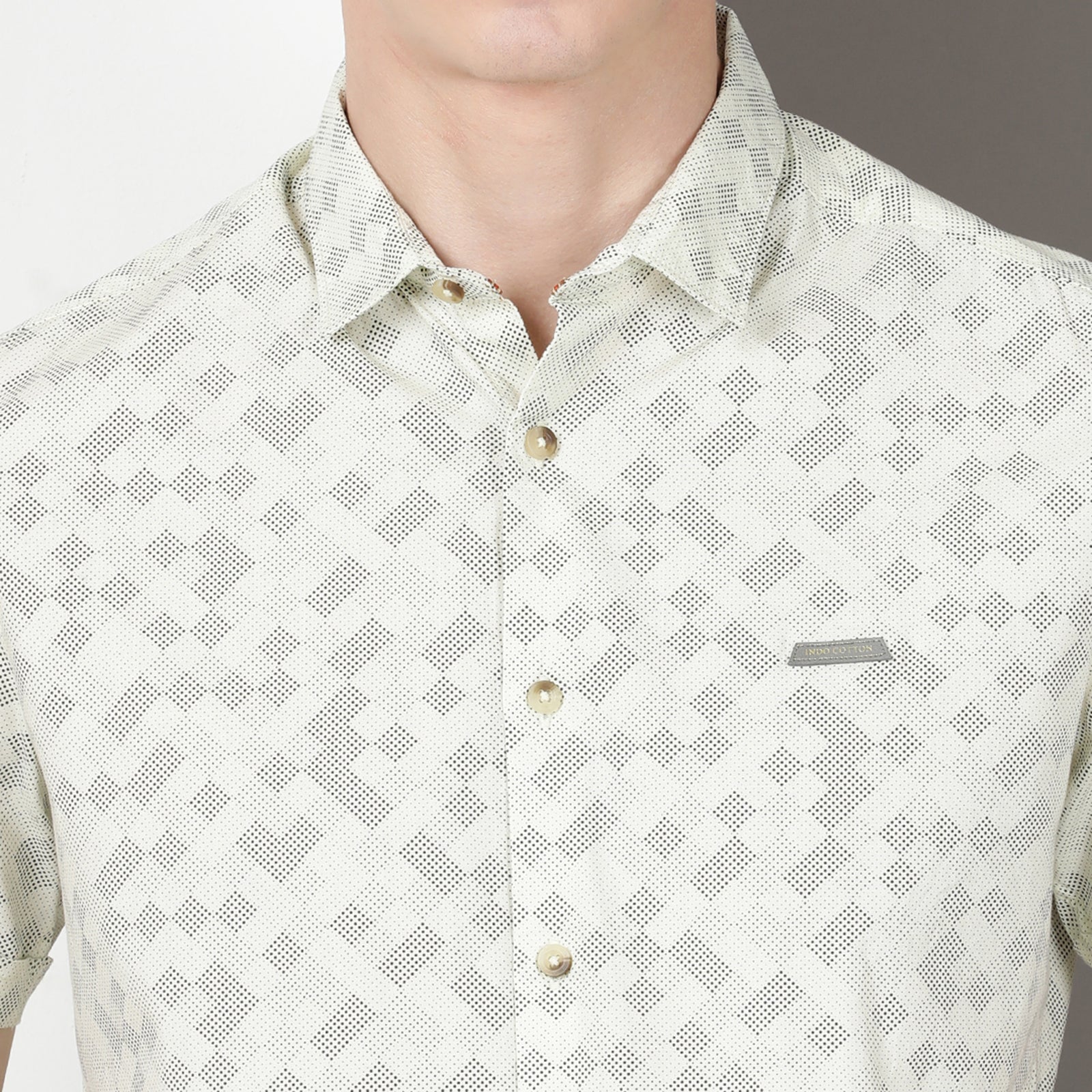 Glass Green Half Sleeve Printed Shirt