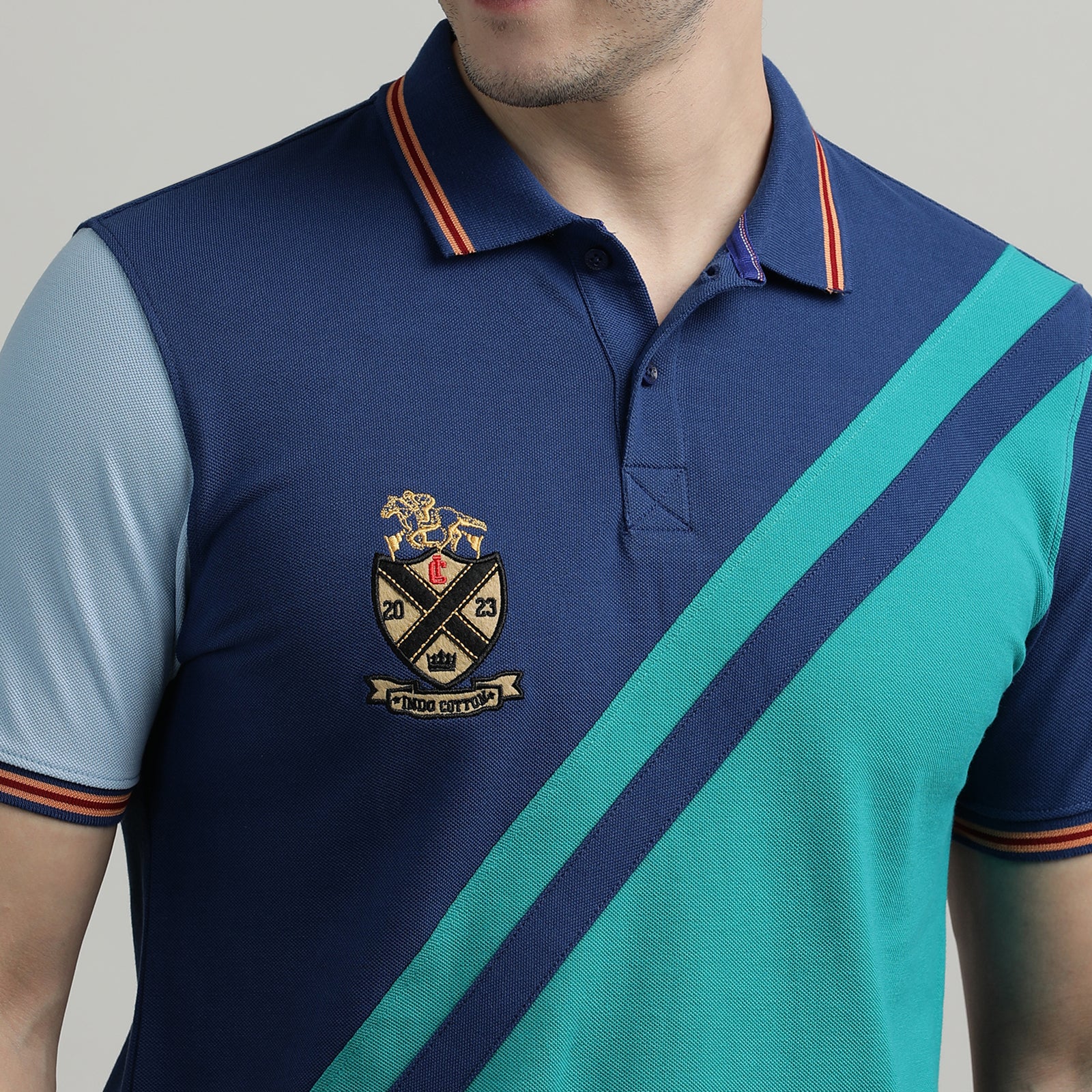 Indo Cotton Men's Cut & Sew Polo Neck T-Shirt