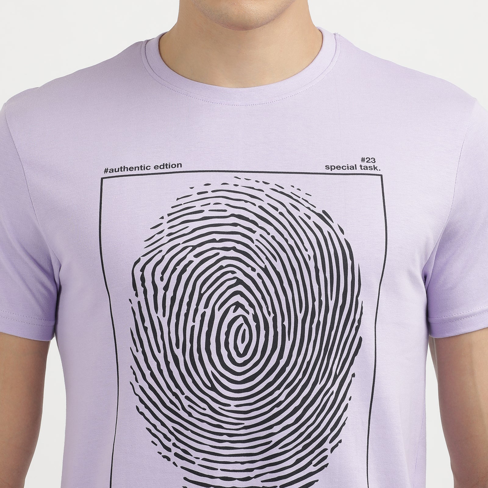 Lavender Authentic Edition Crew Neck Printed T-Shirt