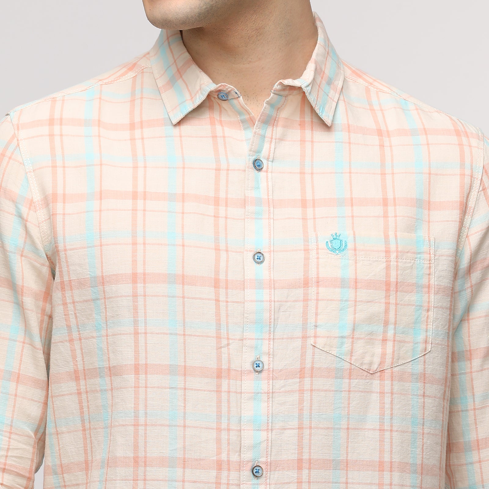 Men's Checkered Slim Fit Shirt With Patch Pocket