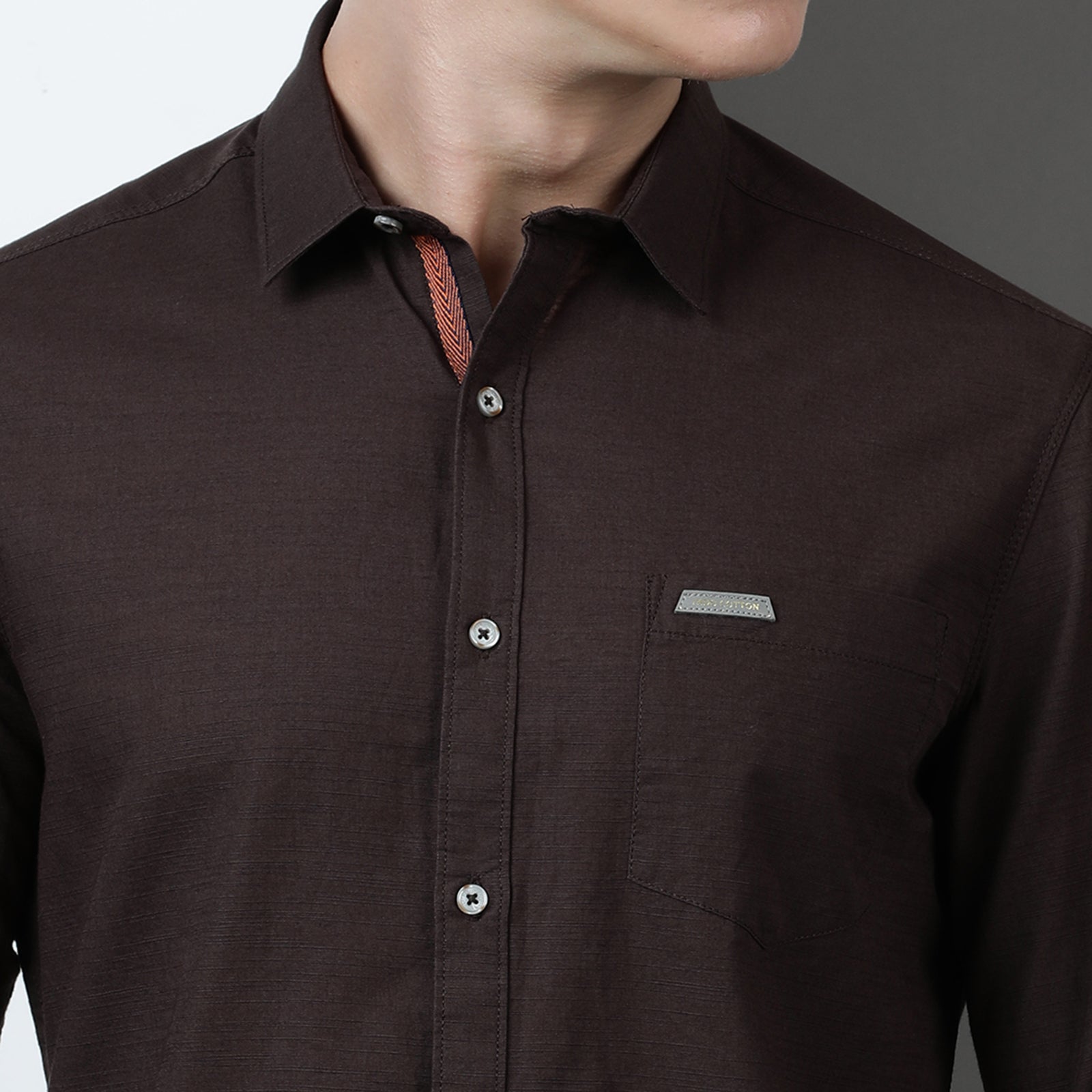 Coffee color Solid Full Sleeve Shirt