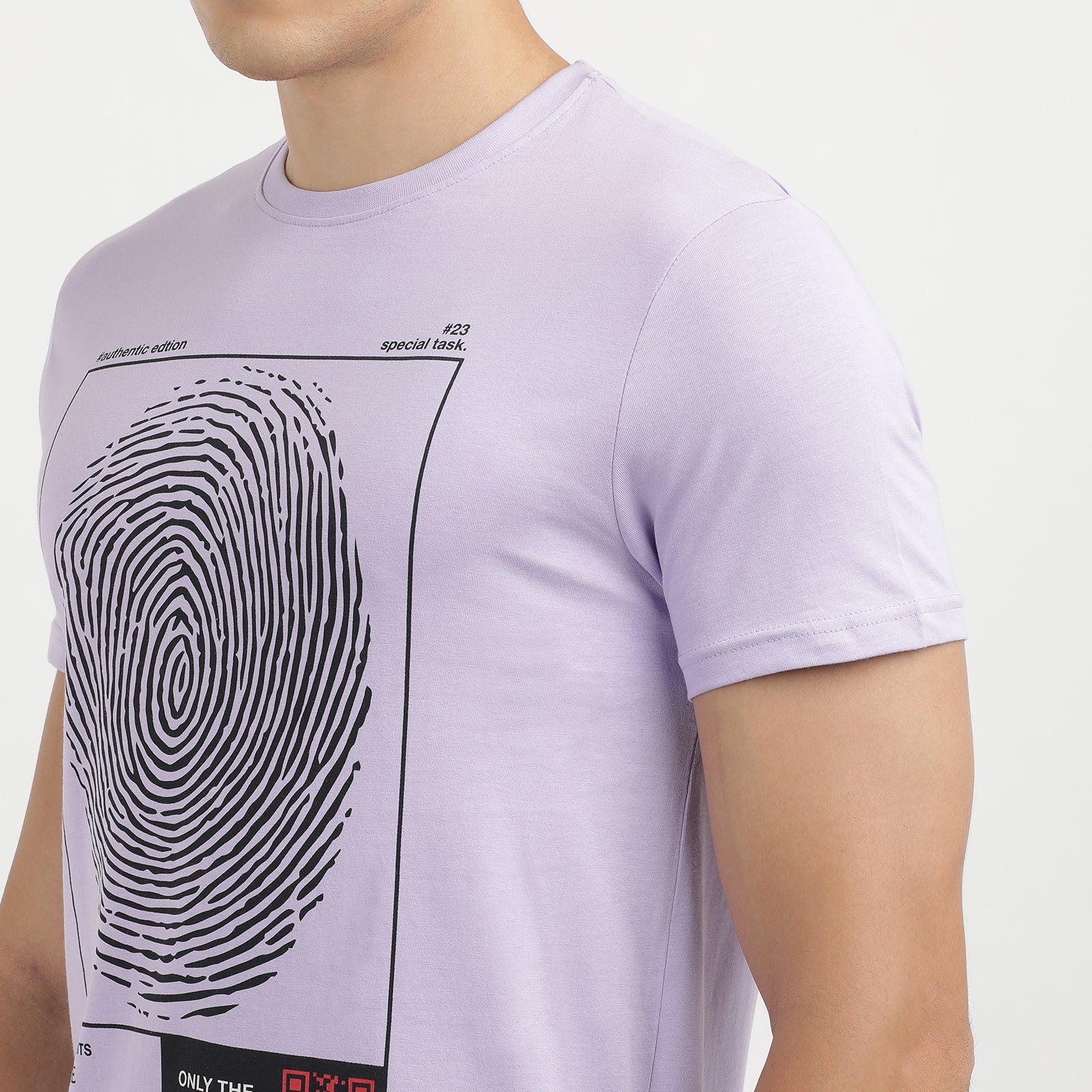 Lavender Authentic Edition Crew Neck Printed T-Shirt