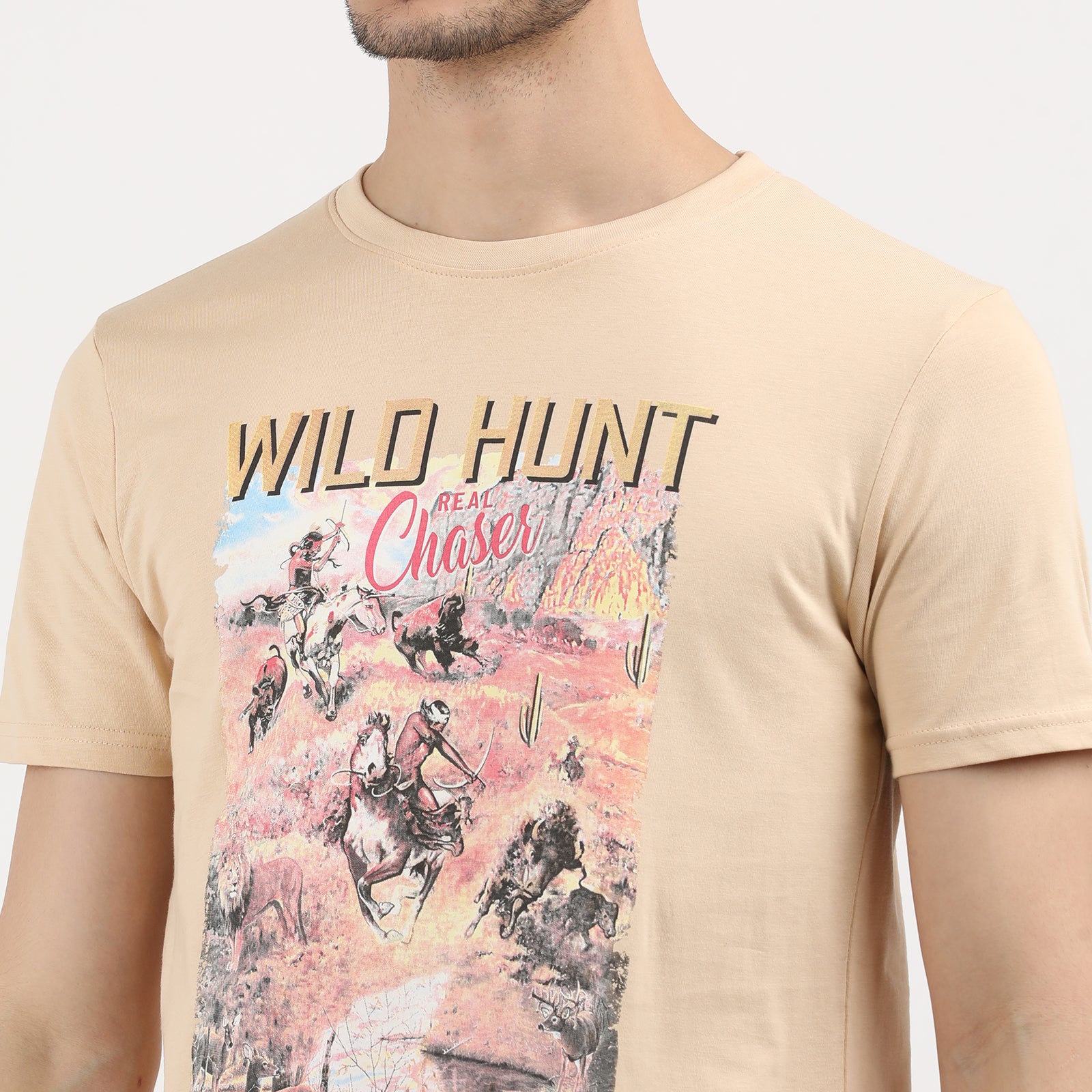 Honey Peach Wild Hunt Chase Graphic Print T-Shirt