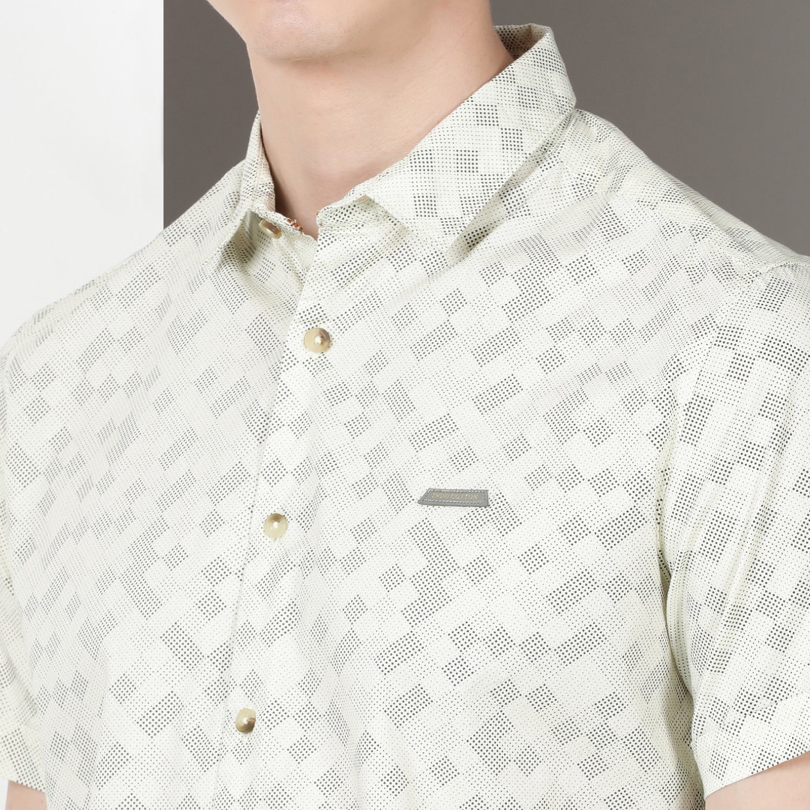 Glass Green Half Sleeve Printed Shirt