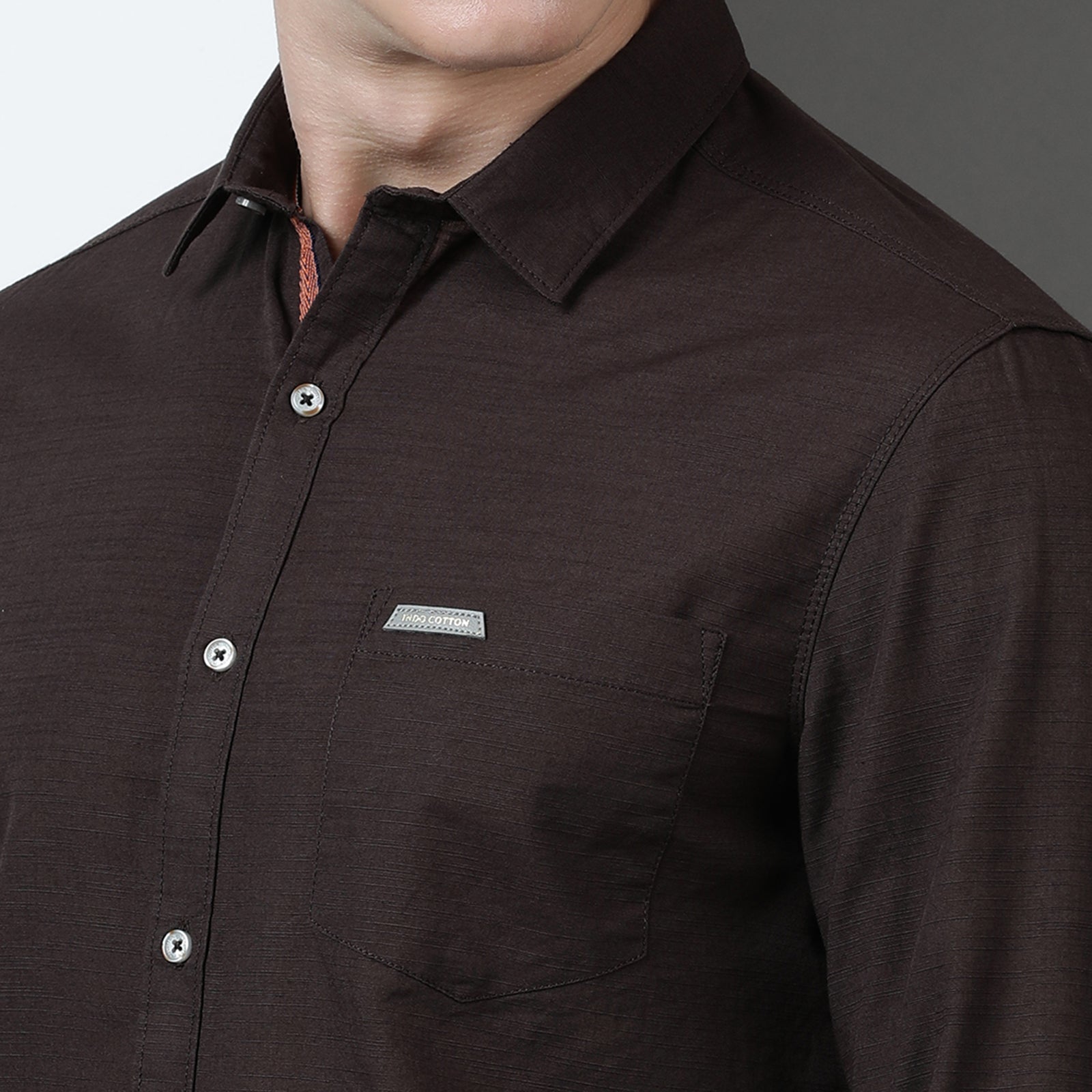 Coffee color Solid Full Sleeve Shirt