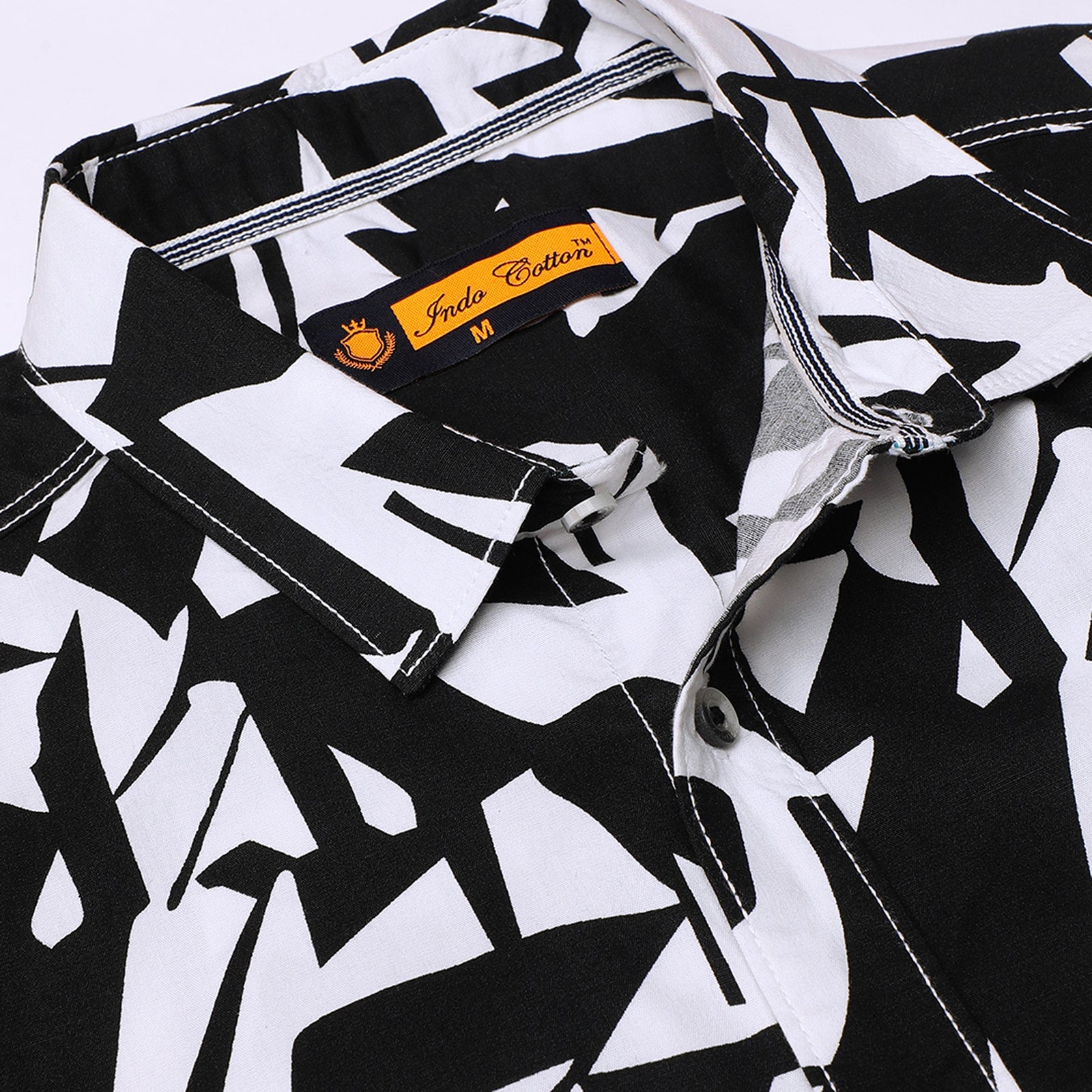 Indo Cotton Black & White printed full sleeve shirt