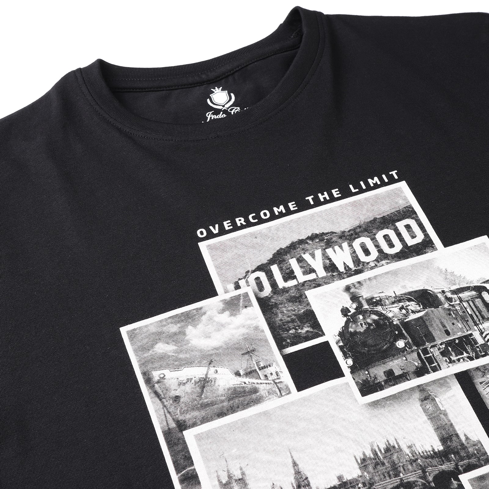 Men's Jet Black Over The Limit Lazy Week Round Neck Graphic Printed T-Shirt