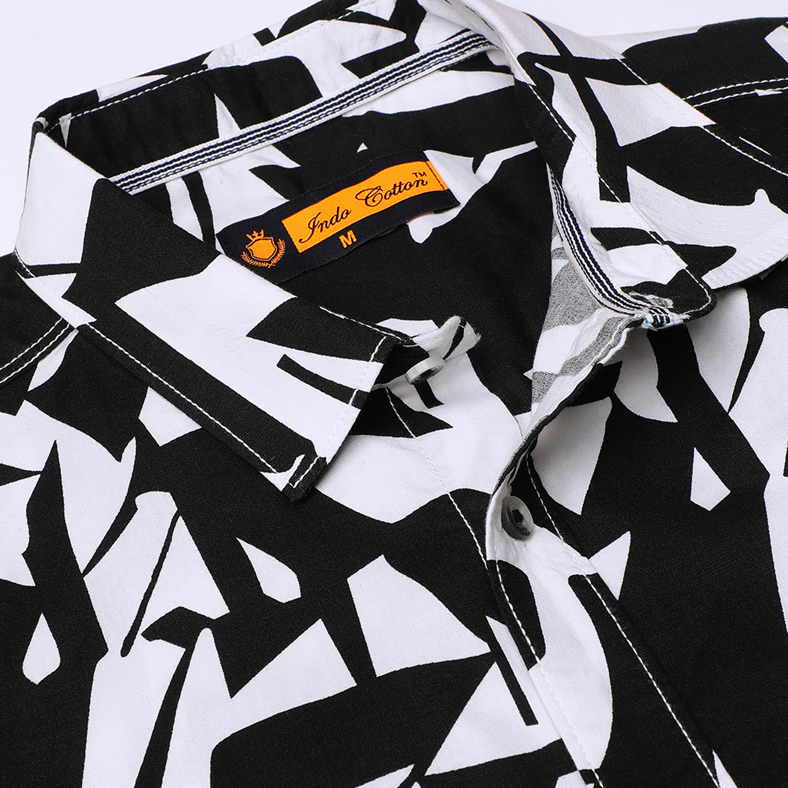 Indo Cotton Black & White printed full sleeve shirt