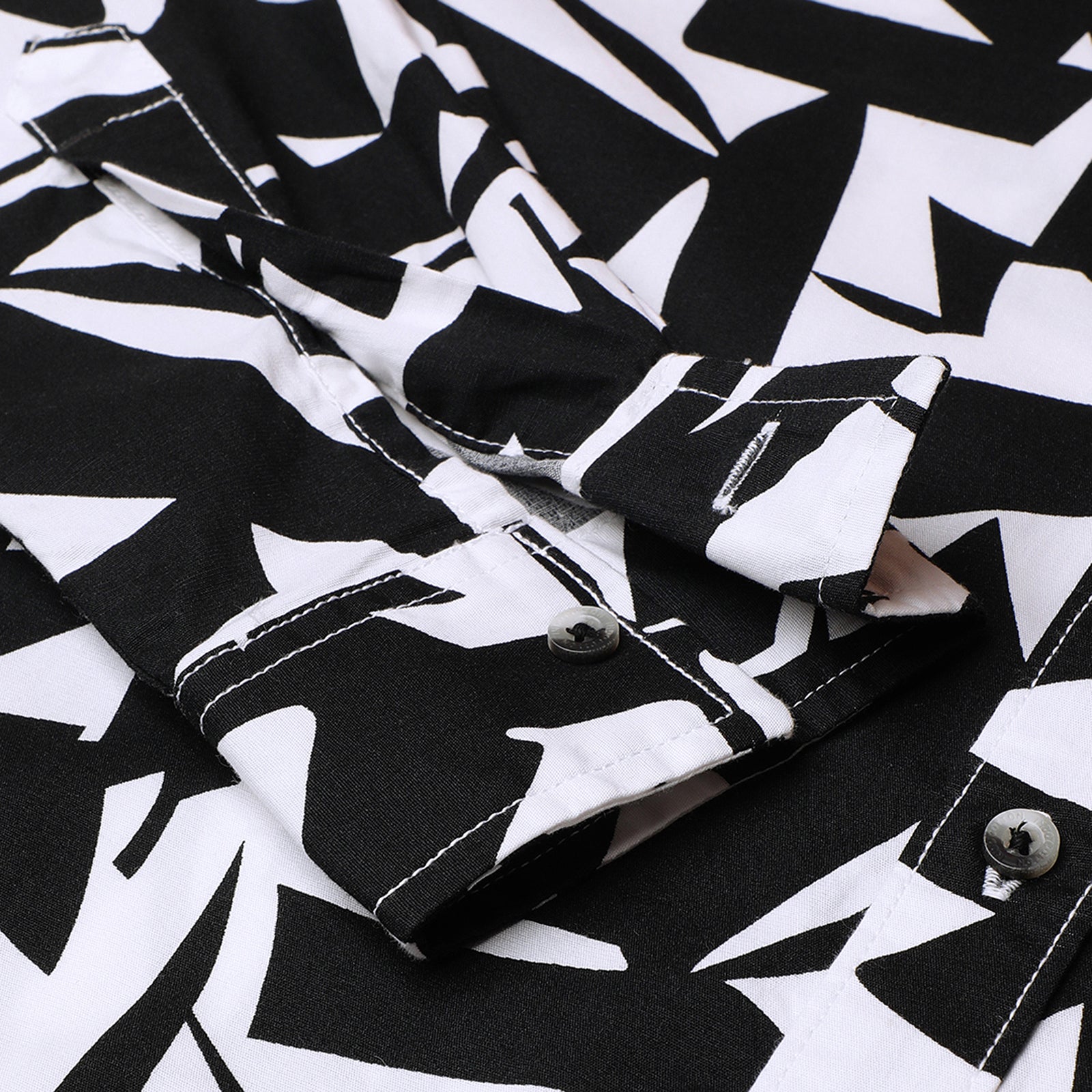 Indo Cotton Black & White printed full sleeve shirt